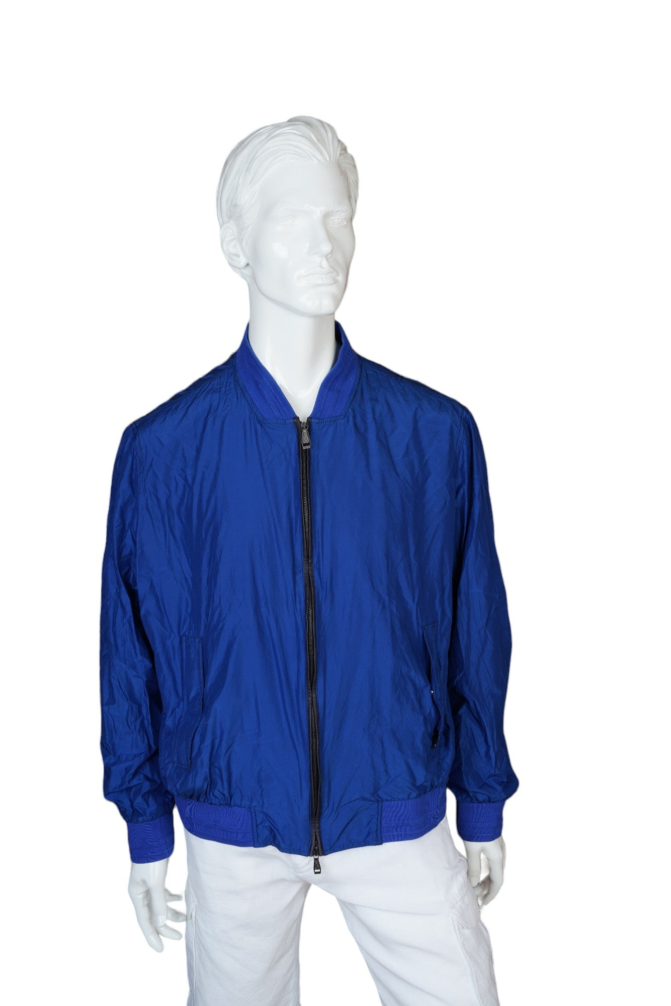Brioni blouson soie bleu nouveau XXL XXXL