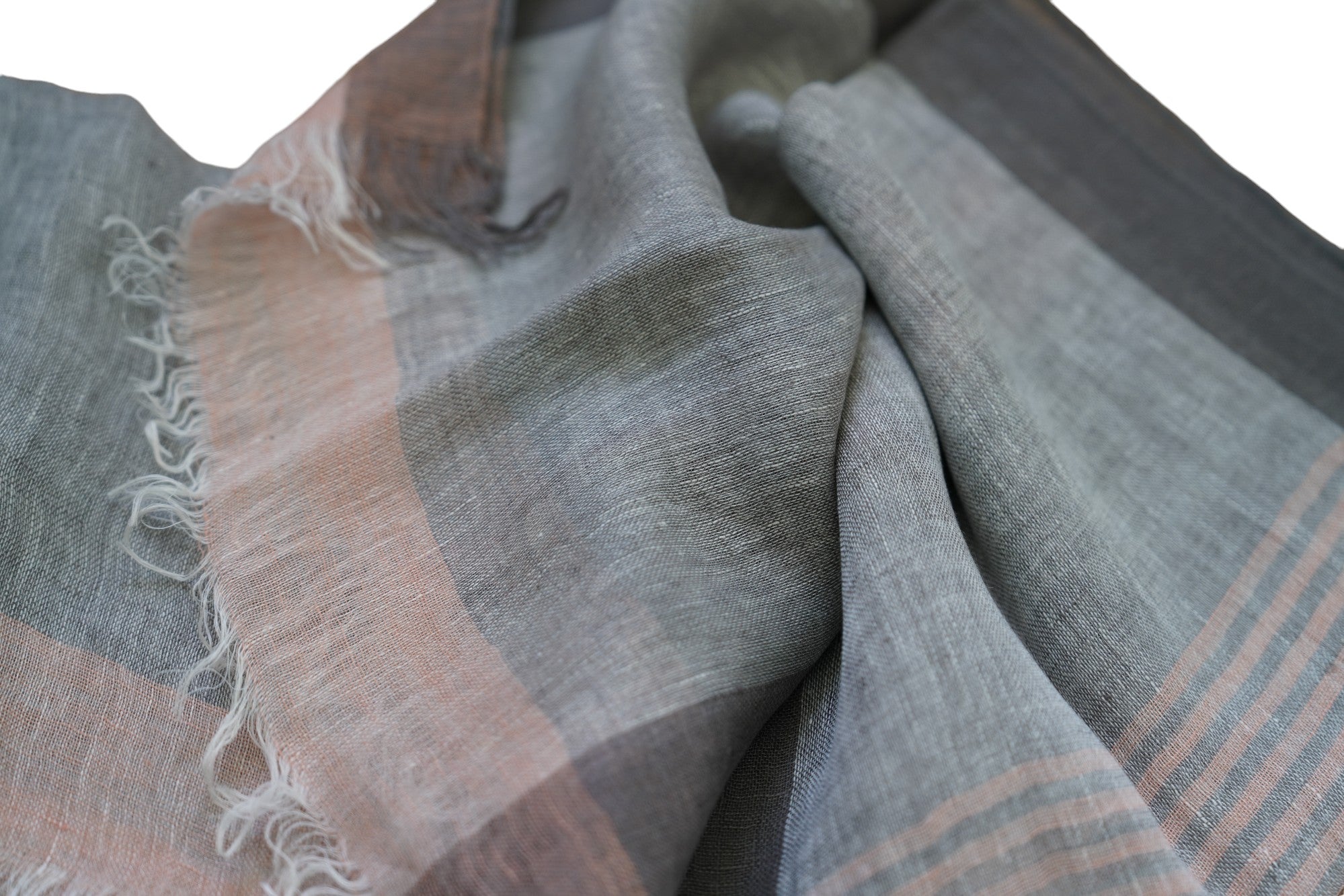 Kiton écharpe d'été lin à franges