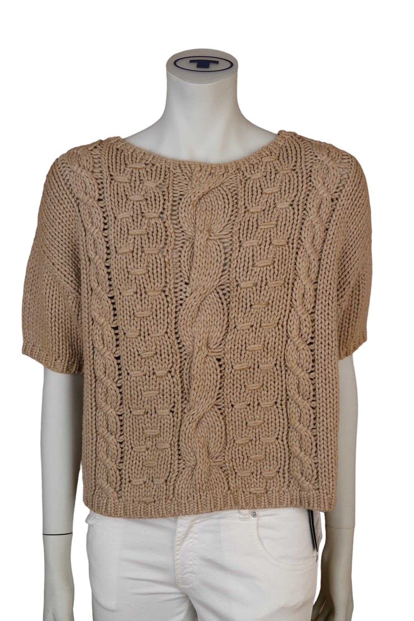 Brunello Cucinelli Dazzling cable knit shirt jumper with brass details
