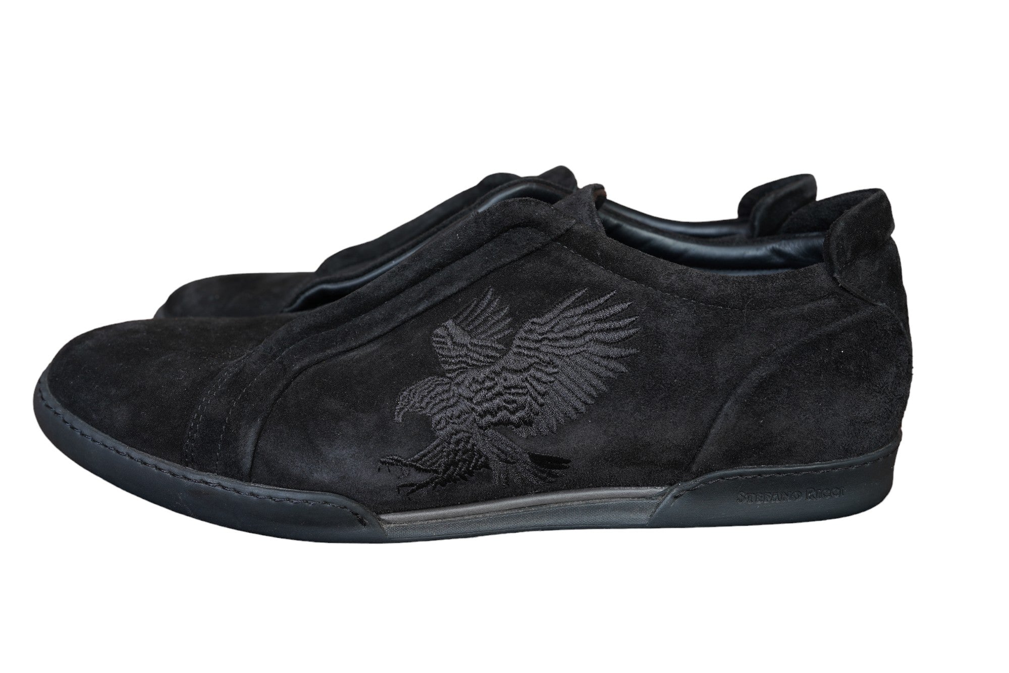 Stefano Ricci Sneaker Wildleder 44 neu schwarz Adler Slip on
