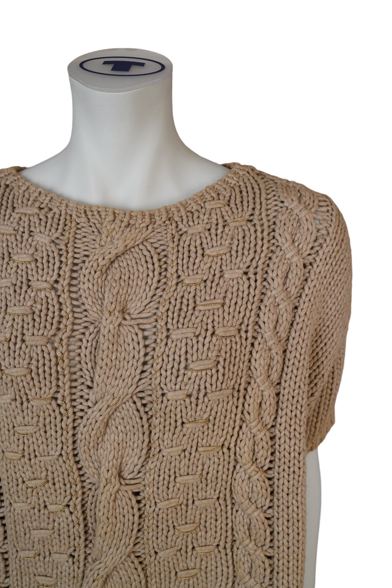 Brunello Cucinelli Dazzling cable knit shirt jumper with brass details