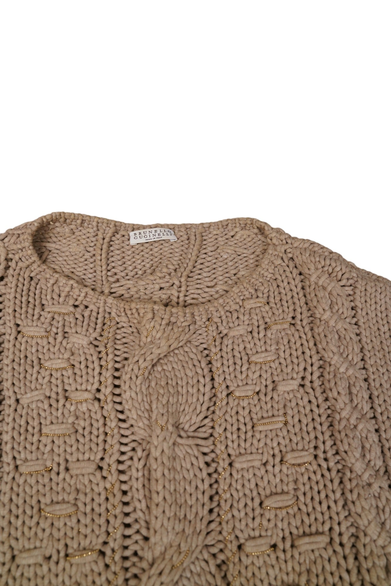 Brunello Cucinelli Dazzling cable knit shirt jumper with brass details