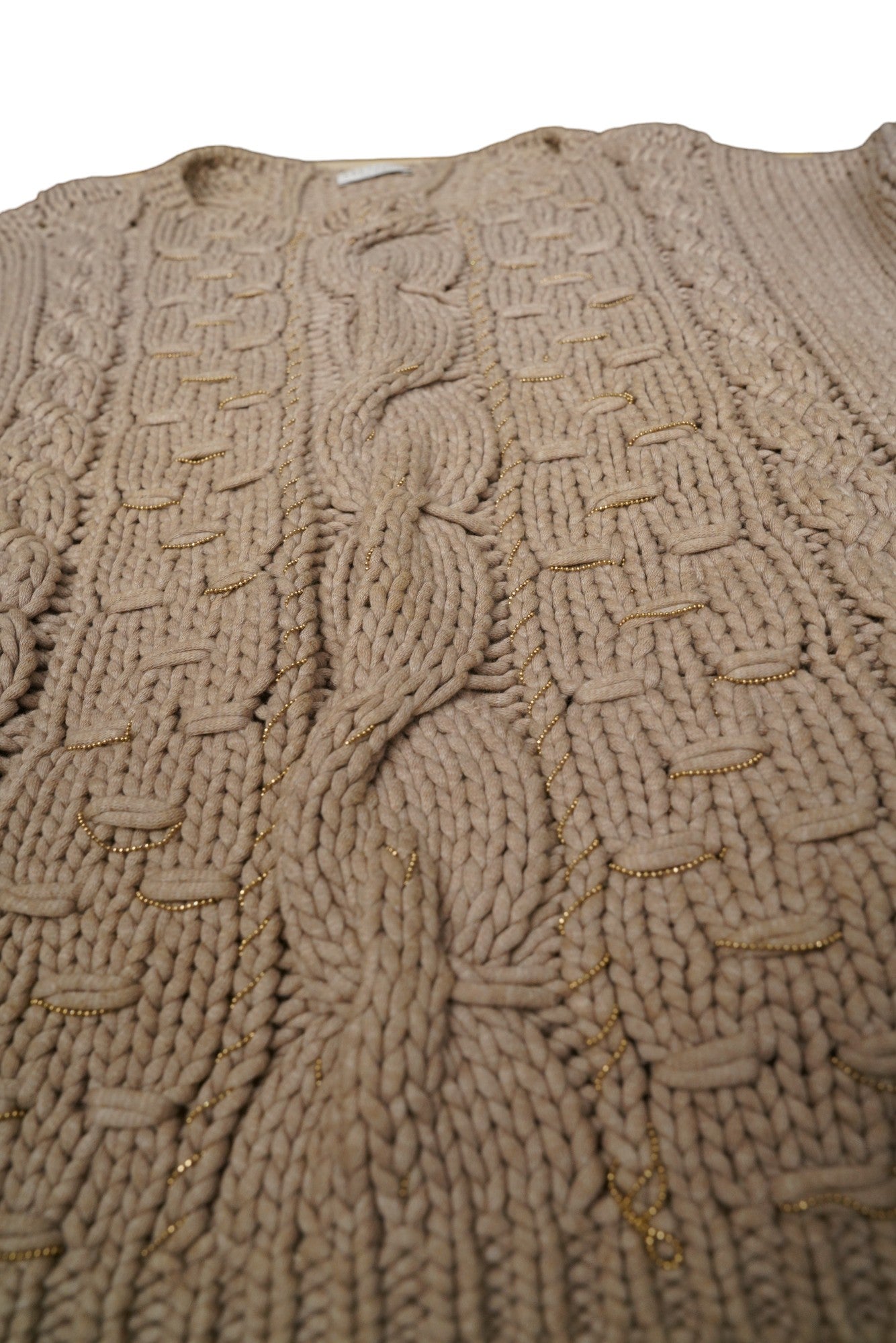 Brunello Cucinelli Dazzling cable knit shirt jumper with brass details