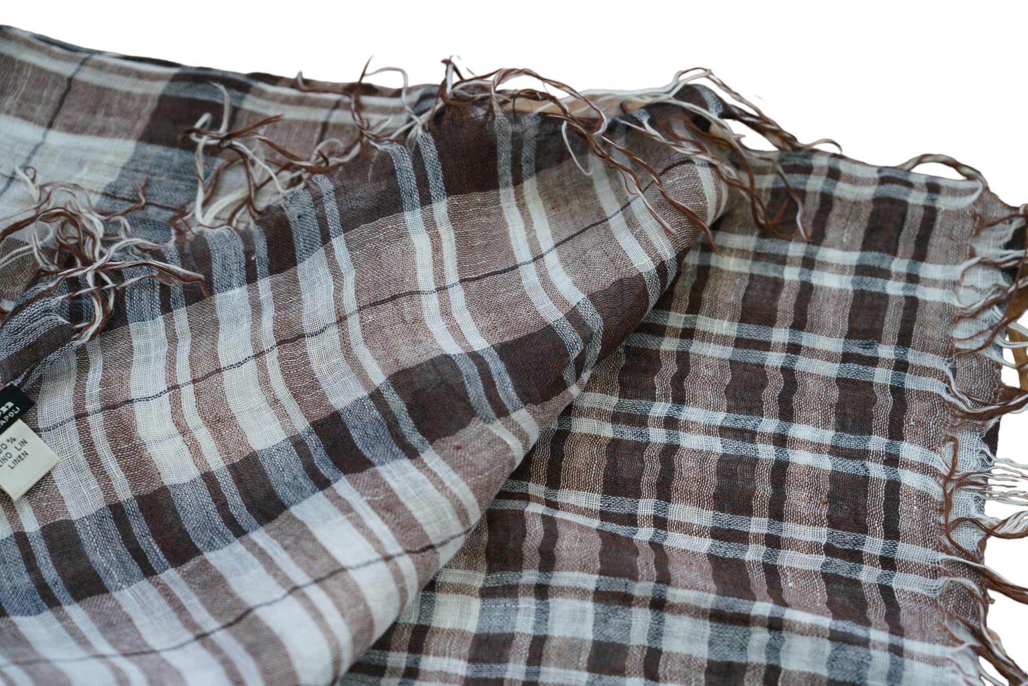 Kiton Schal Sommerschal Leinen mit Fransen