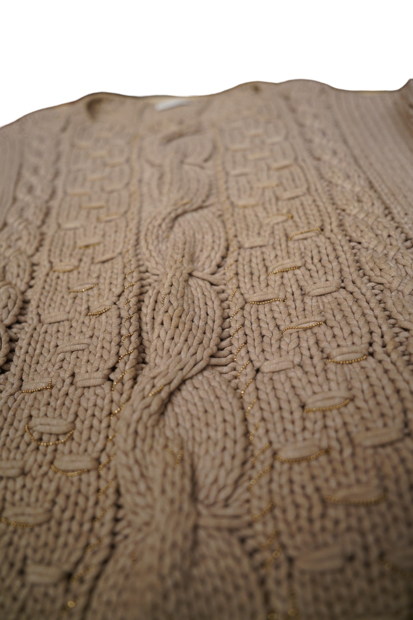 Brunello Cucinelli Dazzling cable knit shirt jumper with brass details