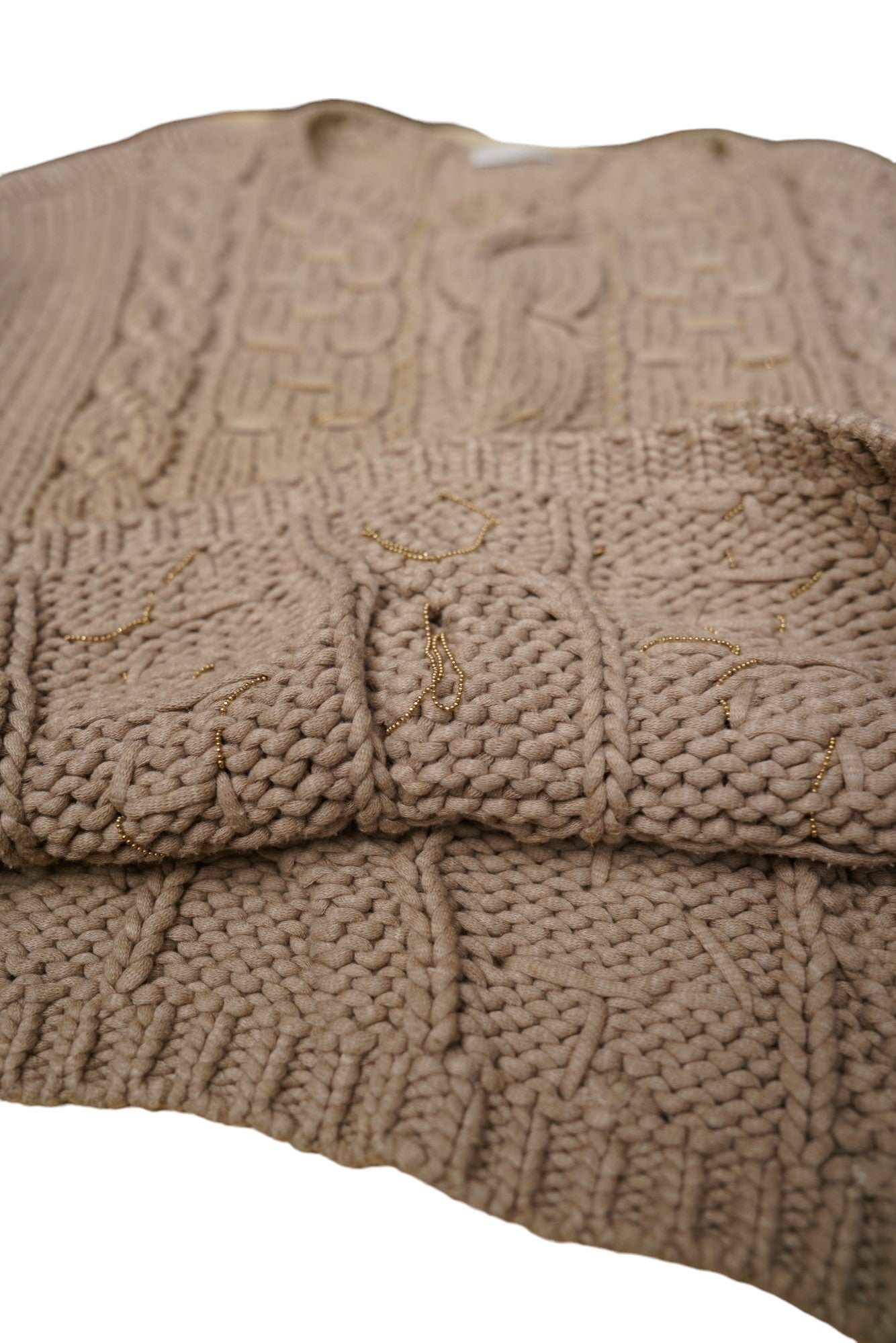 Brunello Cucinelli Dazzling cable knit shirt jumper with brass details