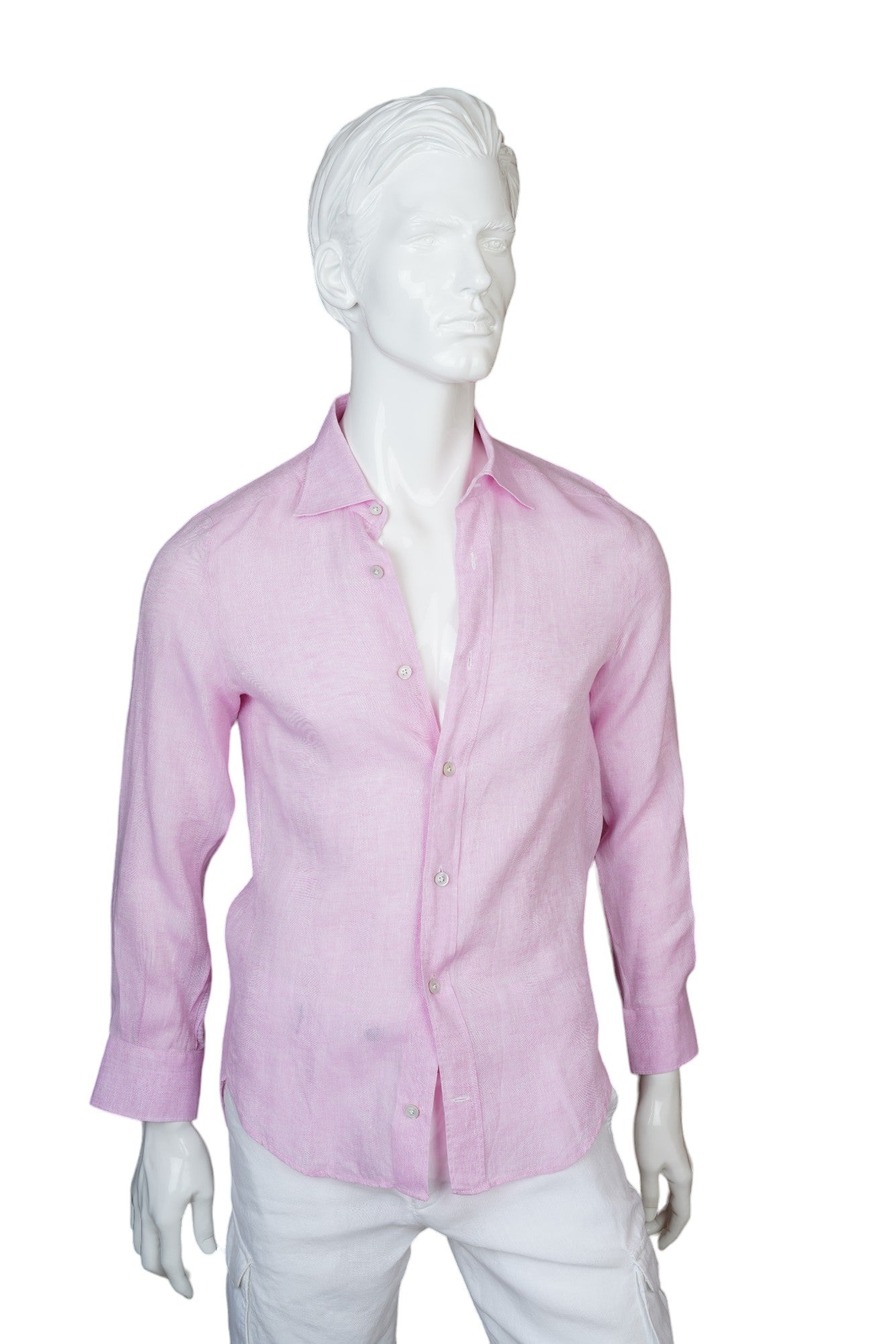 Kiton Hemd rosa Leinen New Tailored Handmade S (XS)