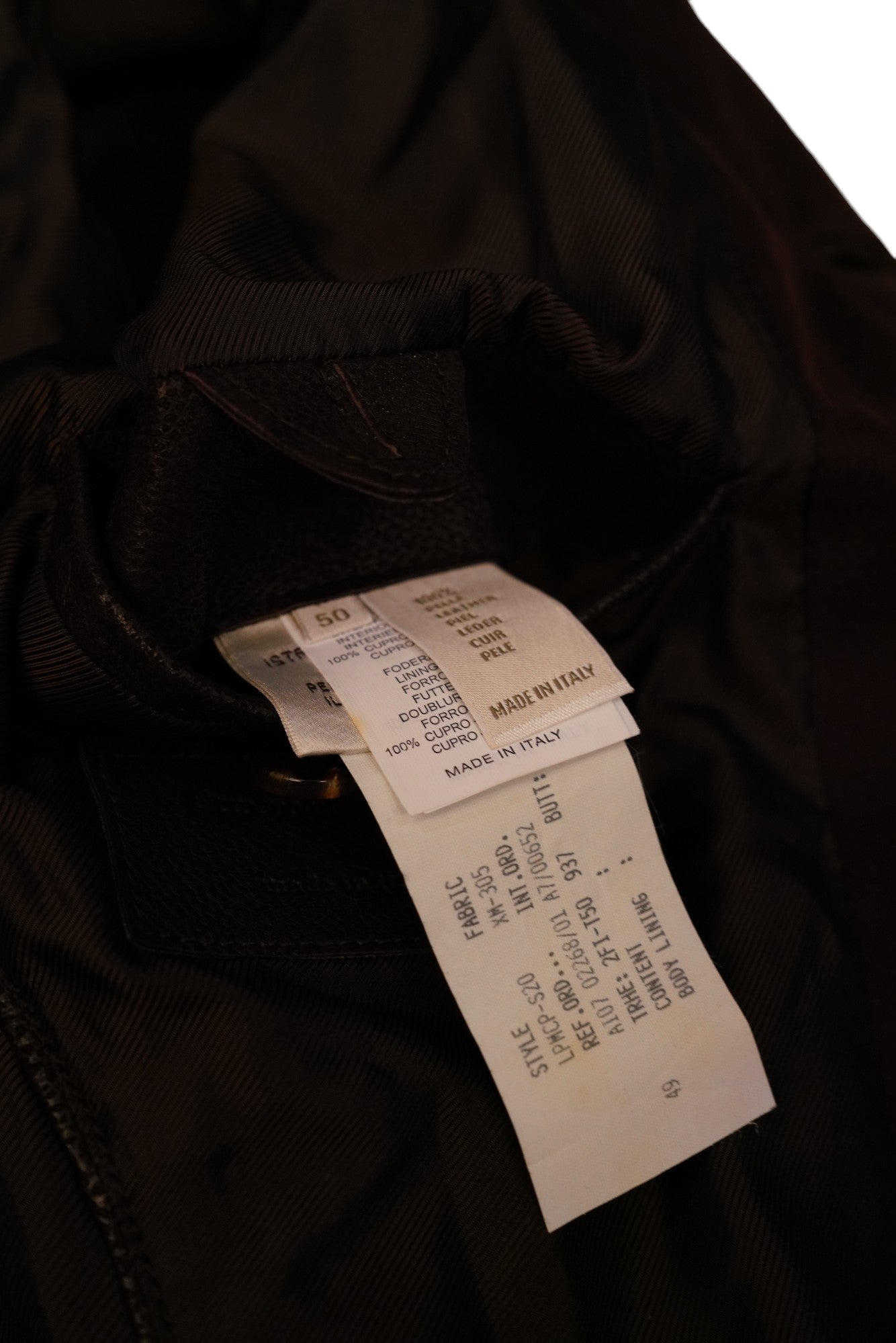 Veste en cuir Ermenegildo Zegna marron cuir nappa avec cachemire 50 (M)