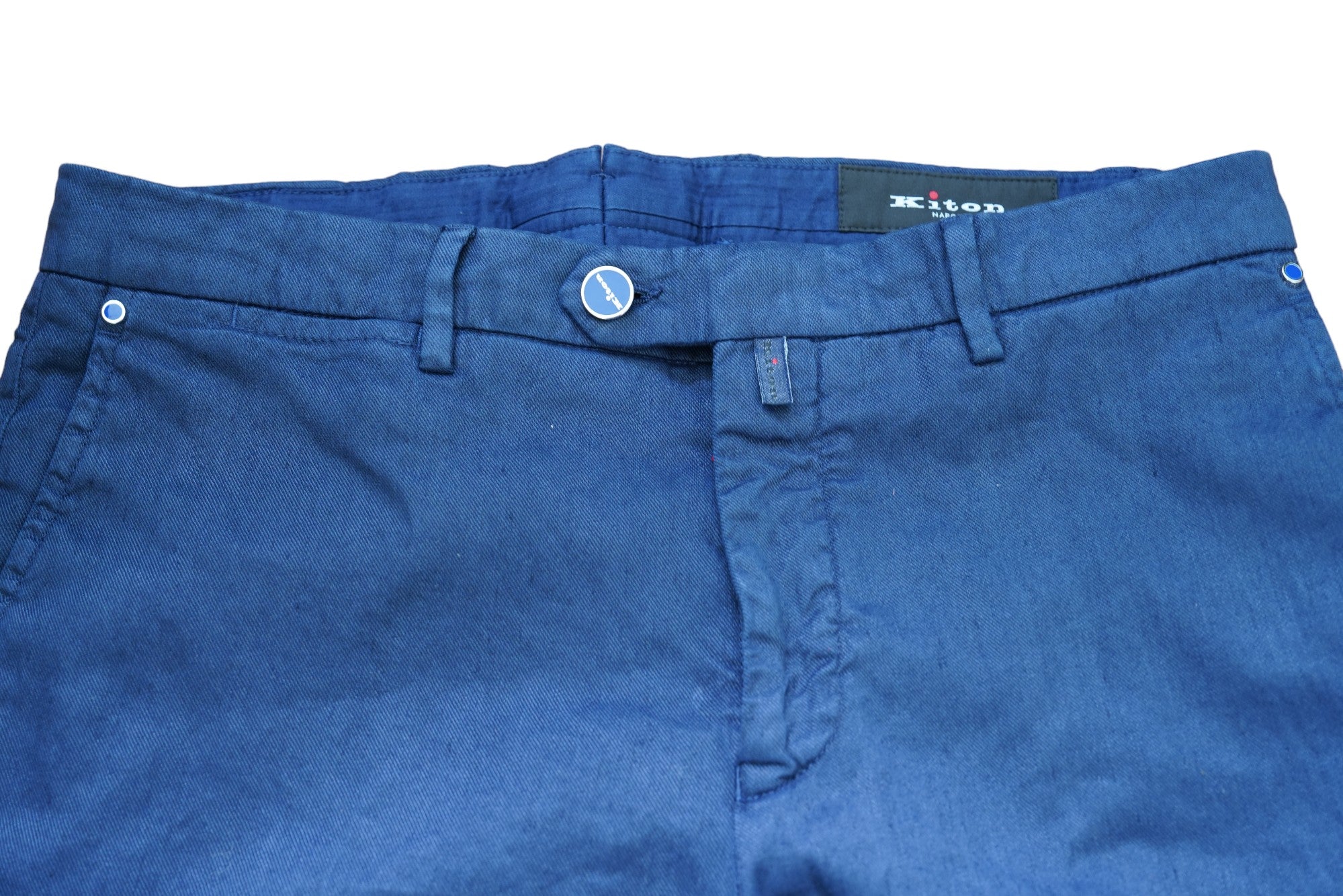 Kiton Hose Chino blau 50 (34) Leinen Mischung neue Sommer