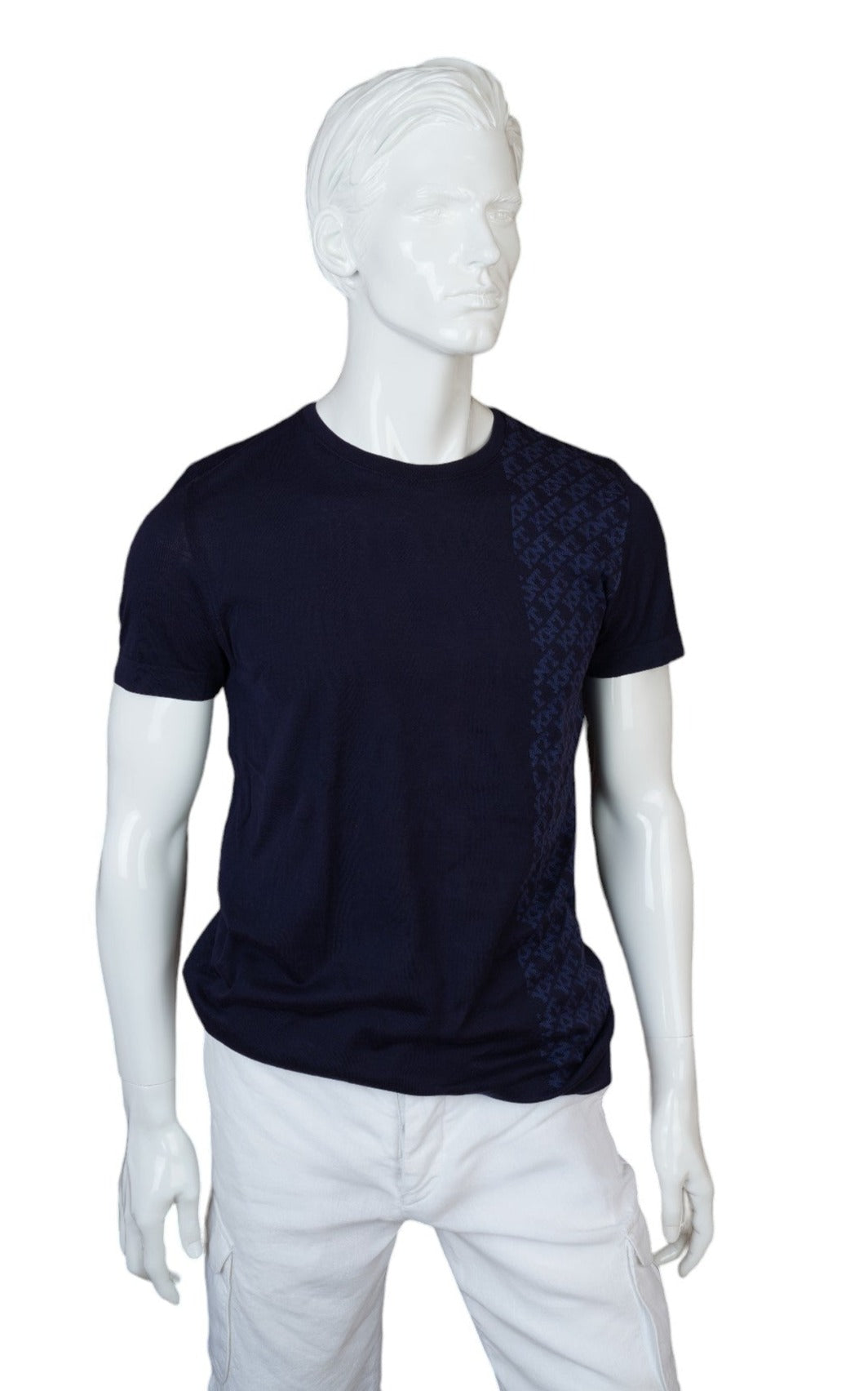 Kiton KNT T-Shirt Blue Handmade Hand embroidered cotton