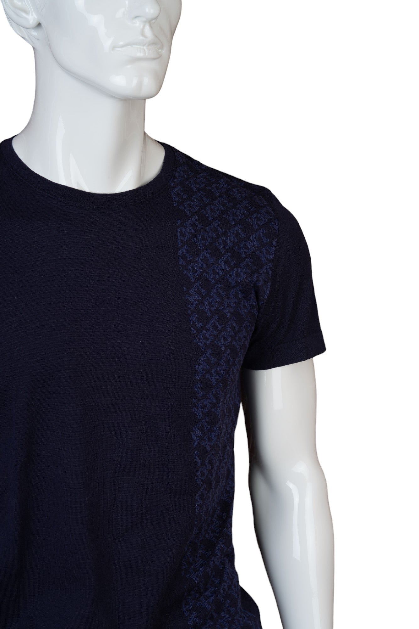 Kiton KNT T-Shirt Blue Handmade Hand embroidered cotton