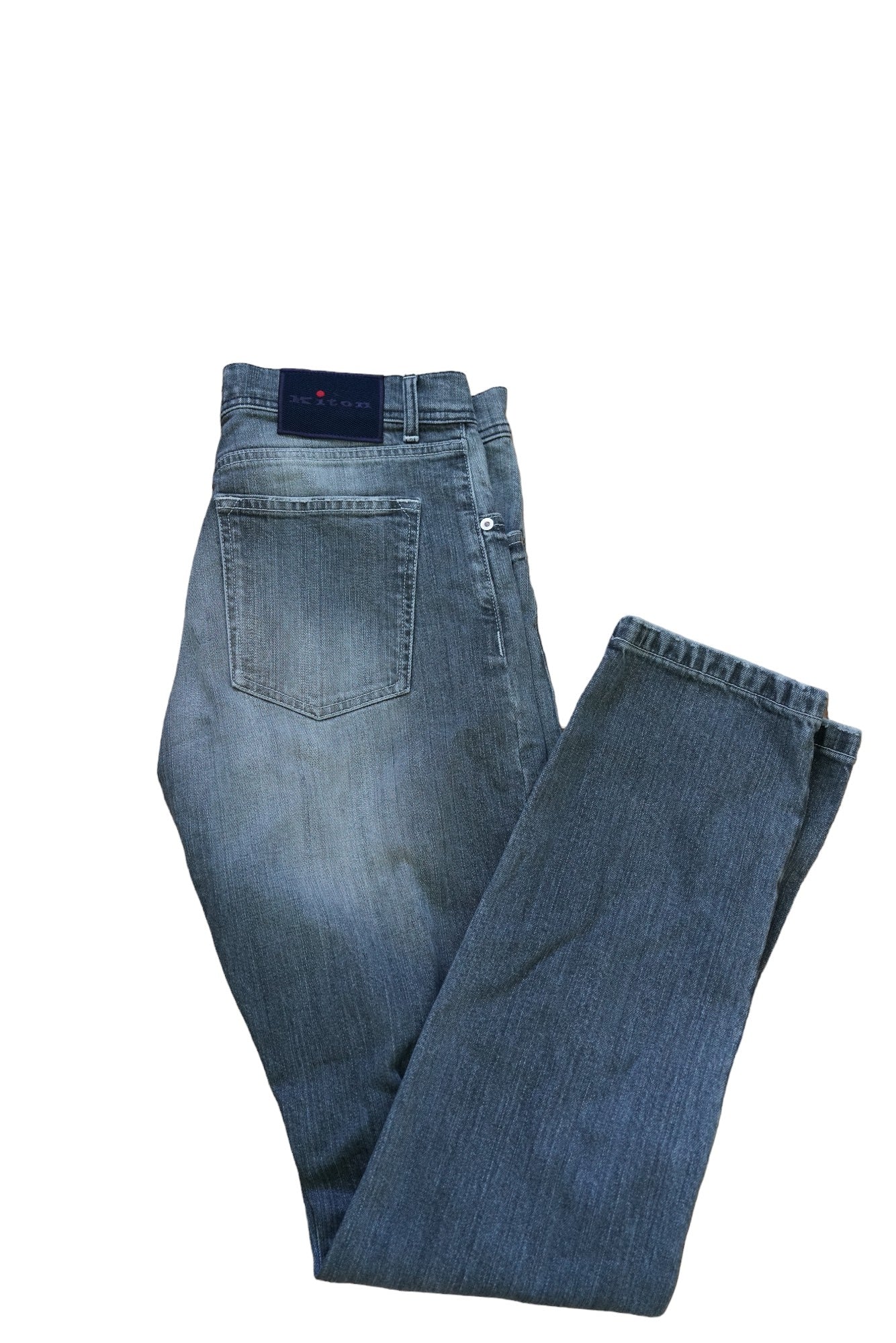 Kiton jeans grey light wash Japan denim destroyed Details