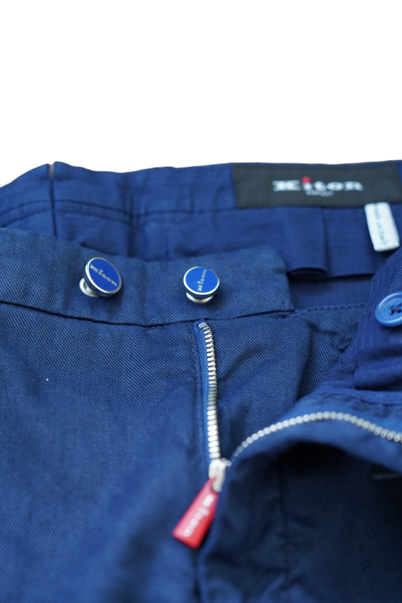Kiton Hose Chino blau 50 (34) Leinen Mischung neue Sommer