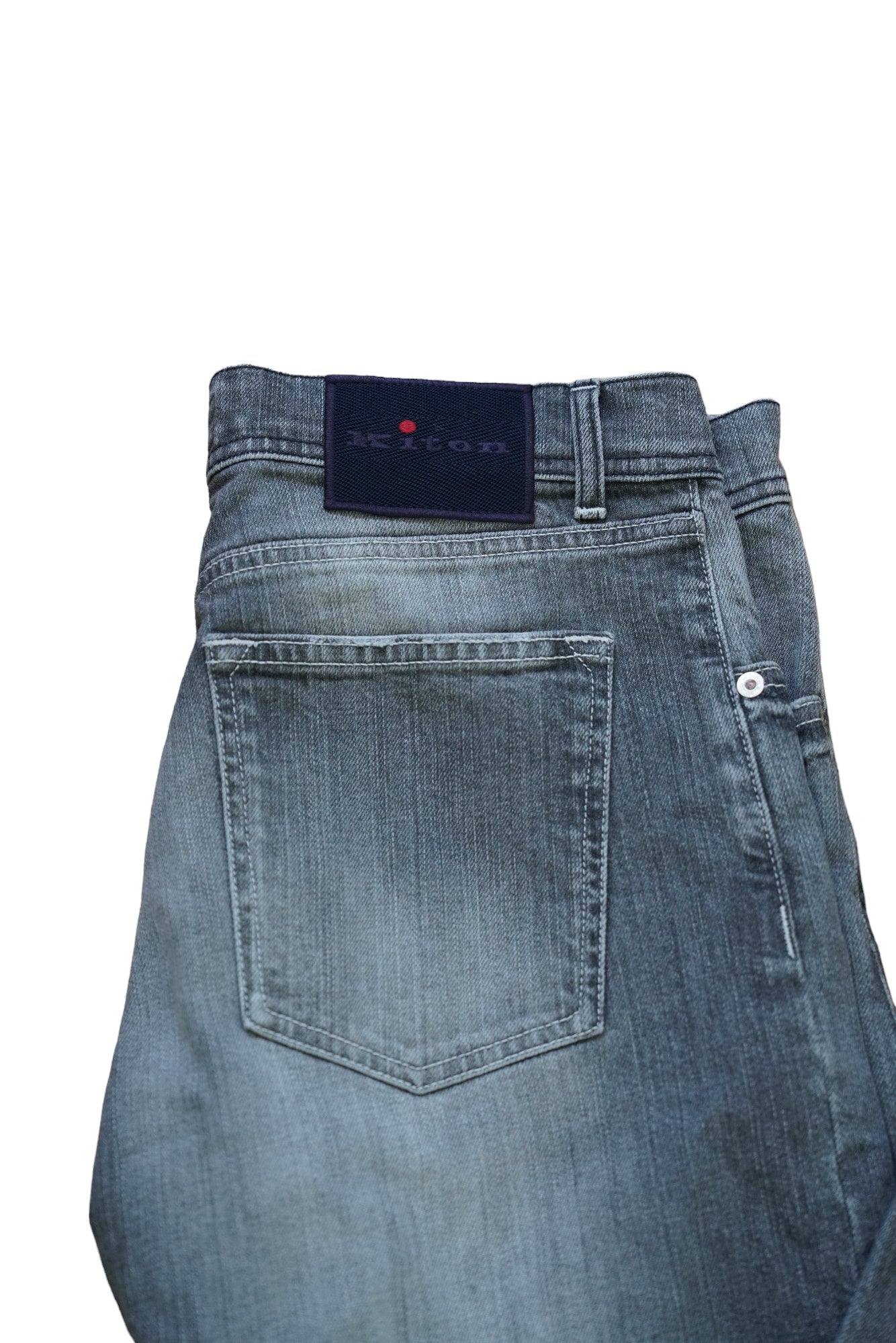 Kiton jeans grey light wash Japan denim destroyed Details