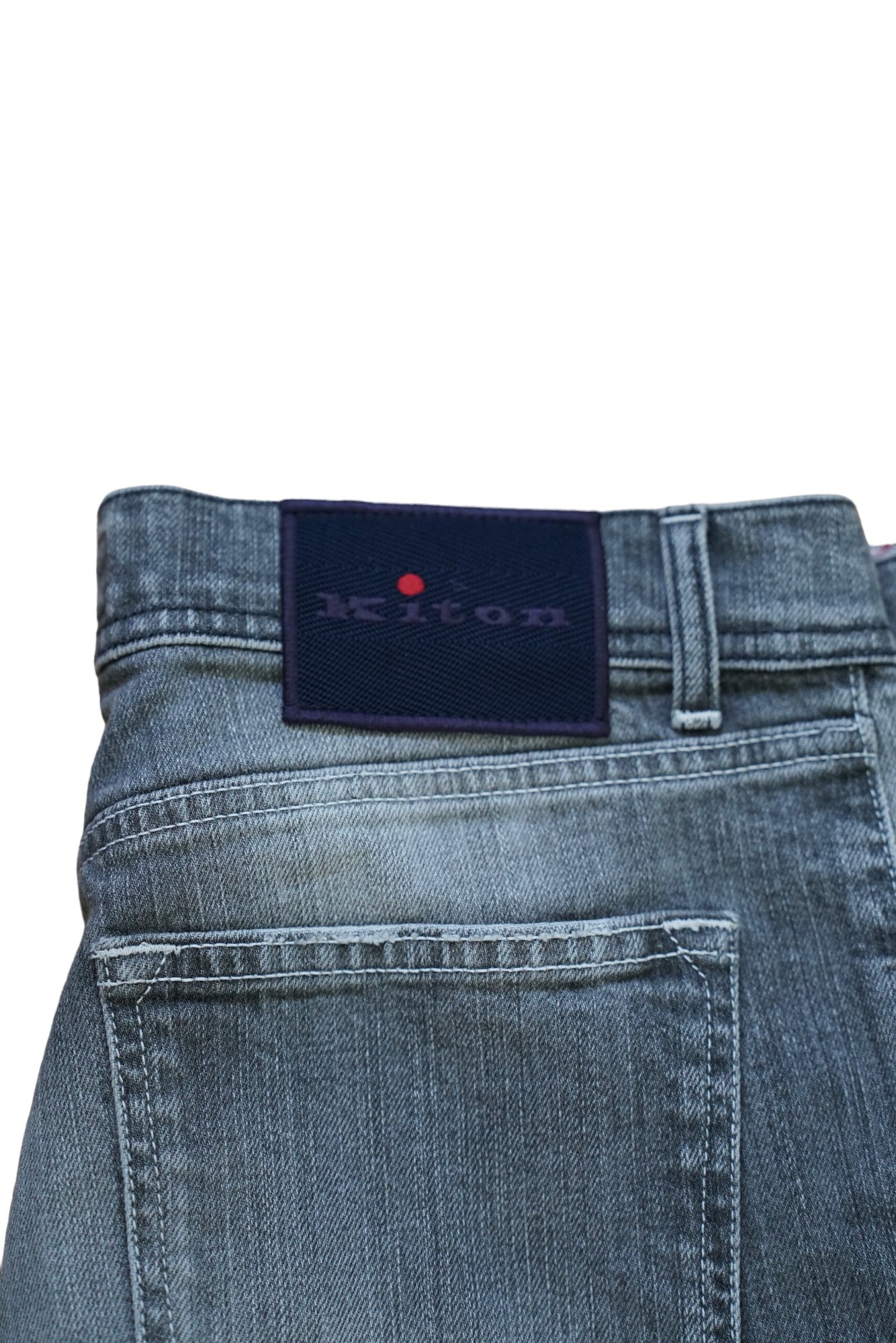 Kiton jeans grey light wash Japan denim destroyed Details