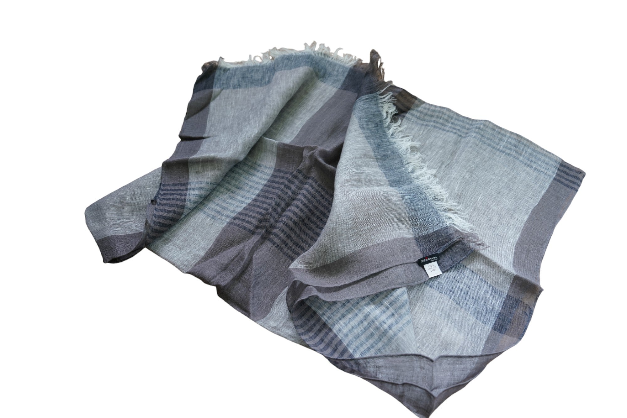 Kiton Schal Sommerschal Leinen 75x 200 cm mit Fransen