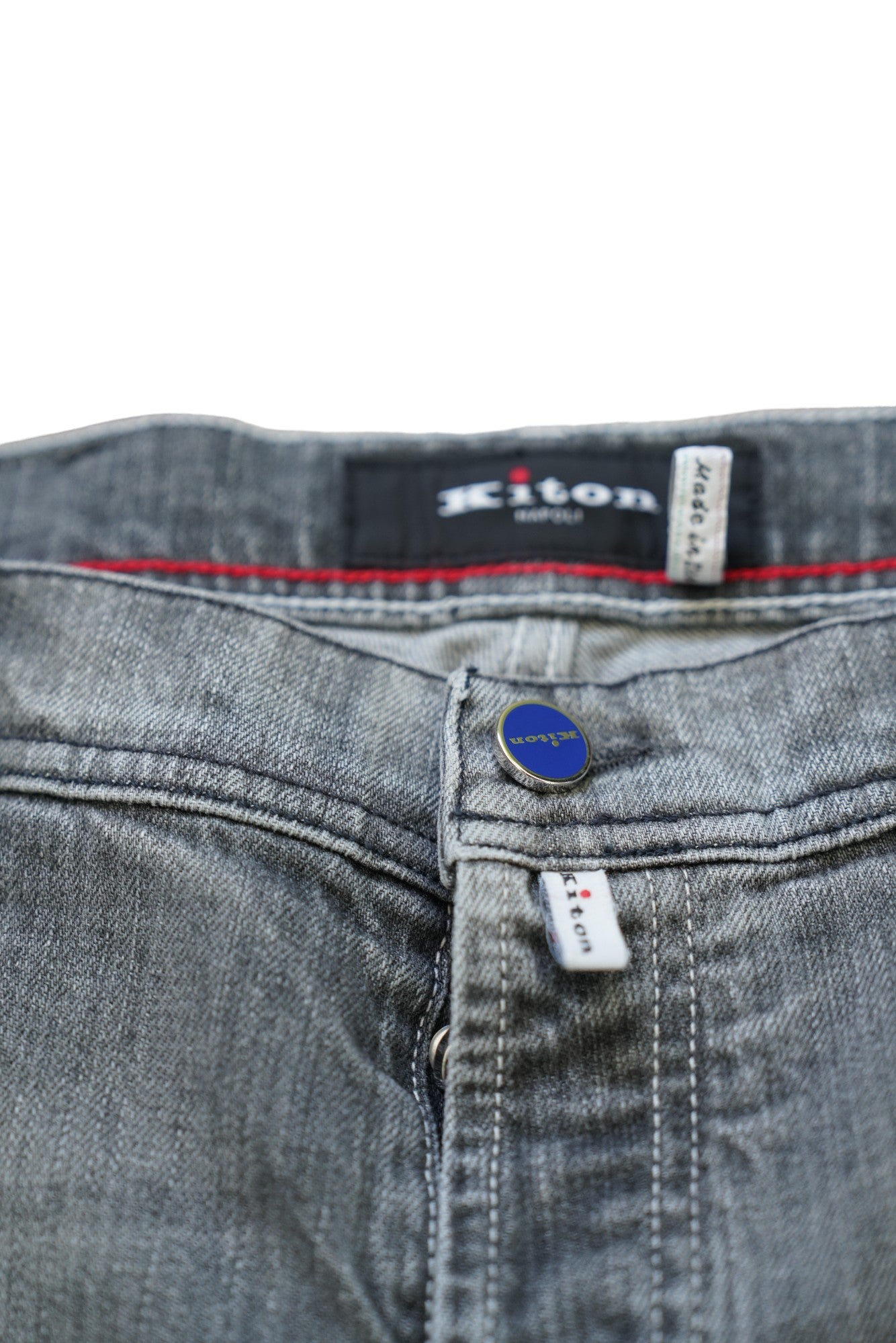 Kiton jeans grey light wash Japan denim destroyed Details