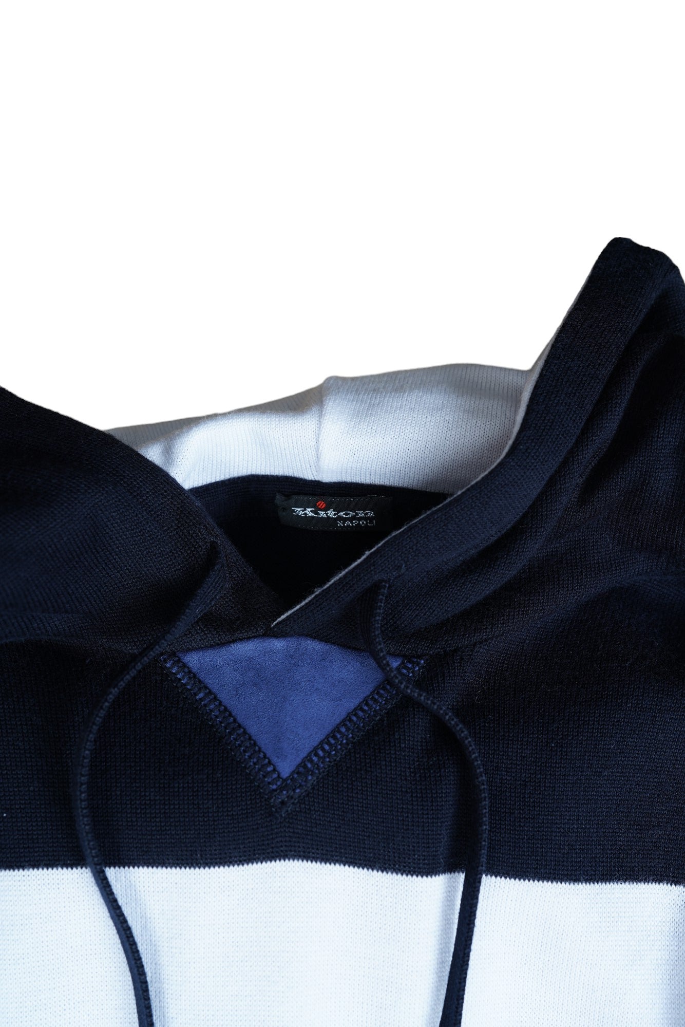 Kiton pull en coton avec cuir et capuche blanc