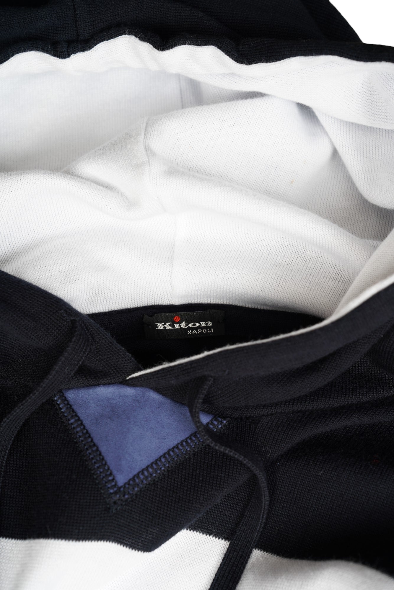 Kiton pull en coton avec cuir et capuche blanc