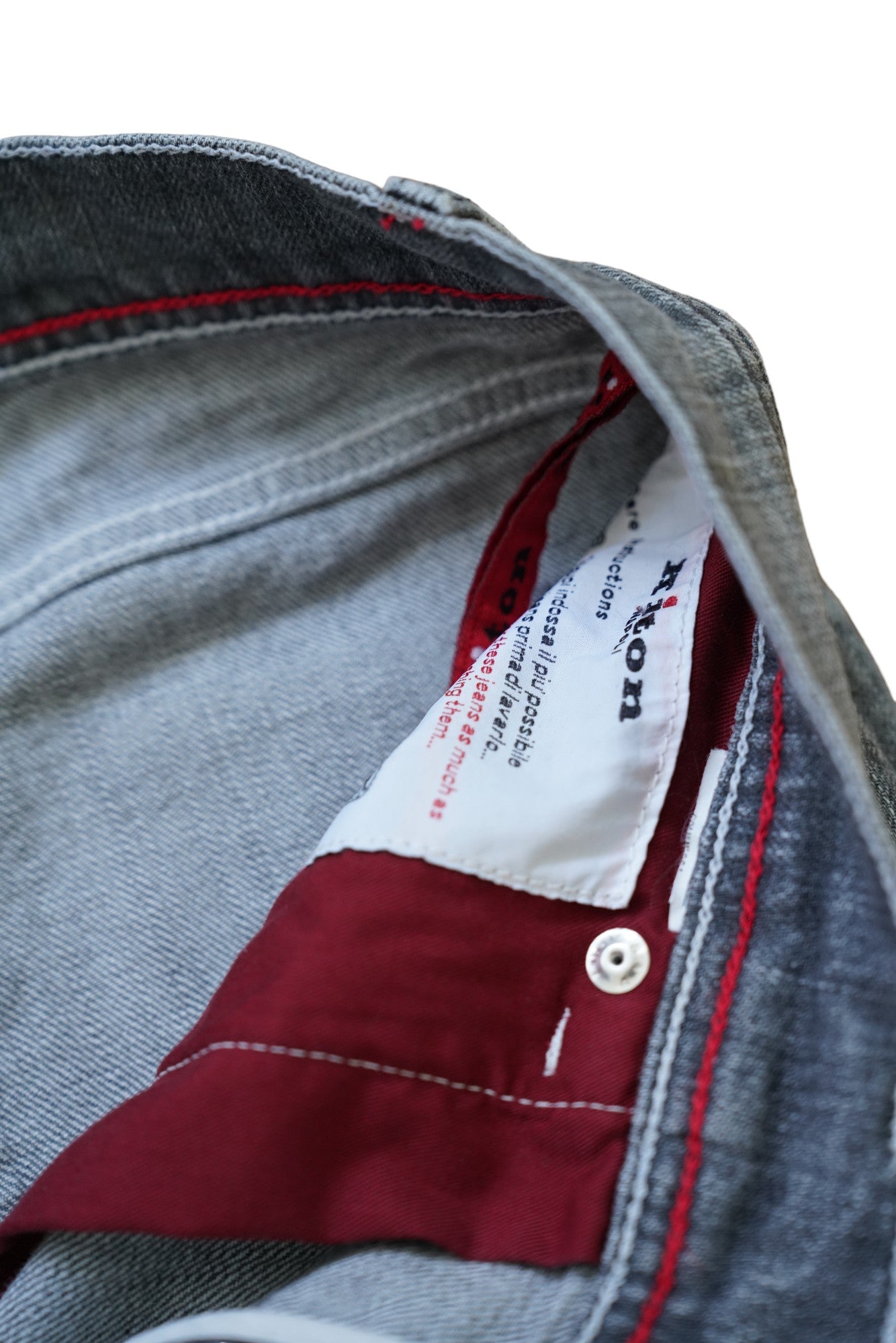 Kiton jeans grey light wash Japan denim destroyed Details