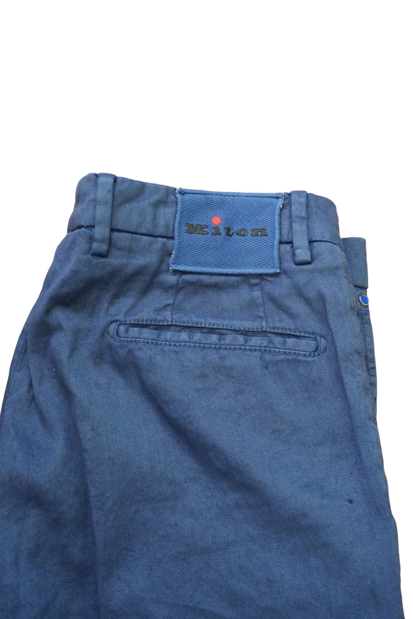 Kiton Hose Chino blau 50 (34) Leinen Mischung neue Sommer
