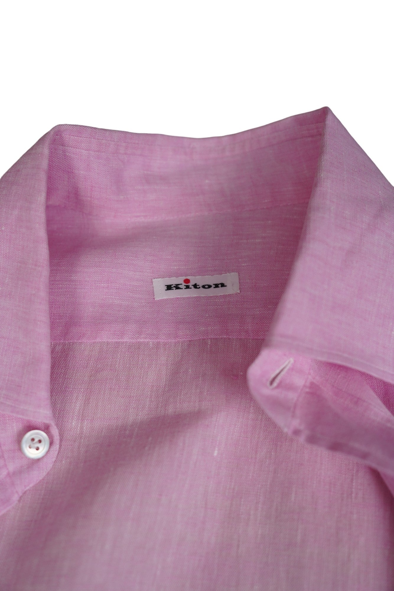 Kiton Hemd rosa Leinen New Tailored Handmade S (XS)