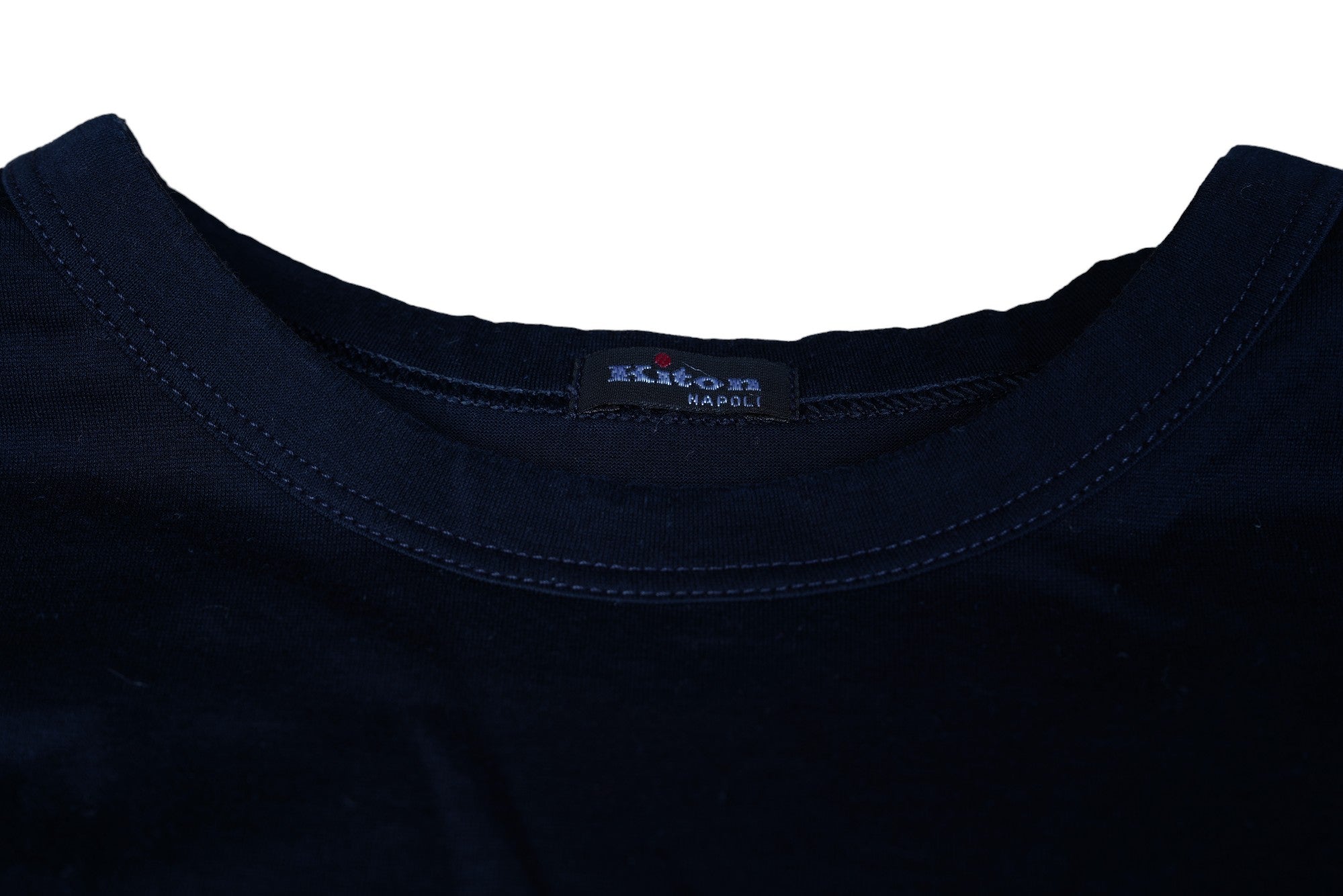 Kiton T-shirt dark blue handmade cotton crewneck