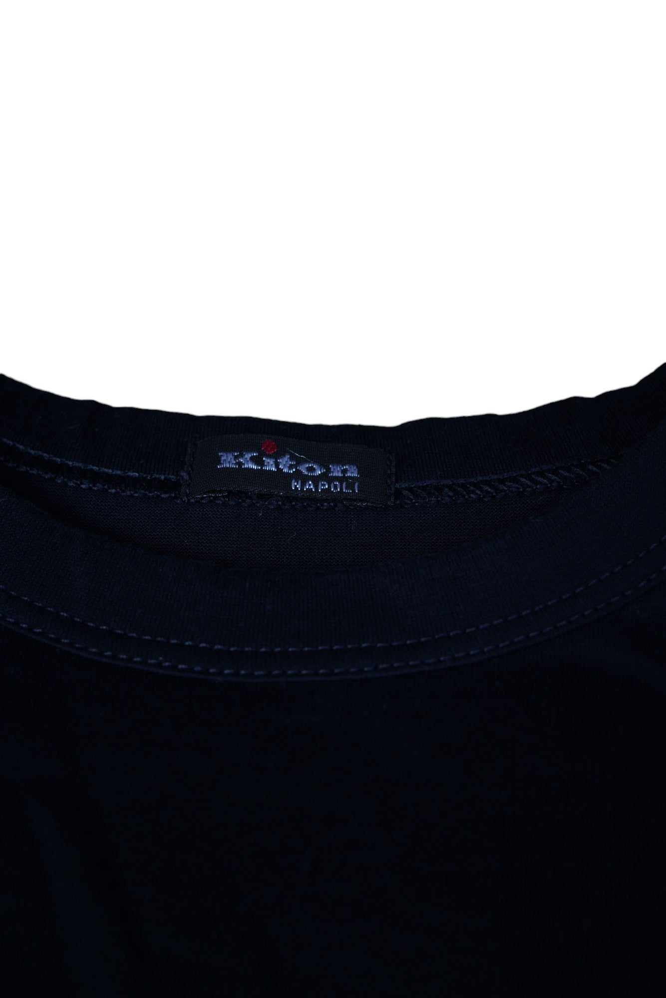 Kiton T-shirt dark blue handmade cotton crewneck