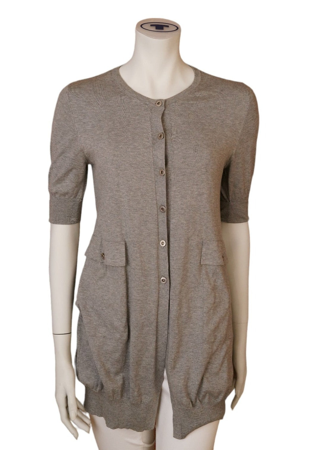 Brunello Cucinelli Cardigan en tricot avec poches coton S (D) manches courtes été