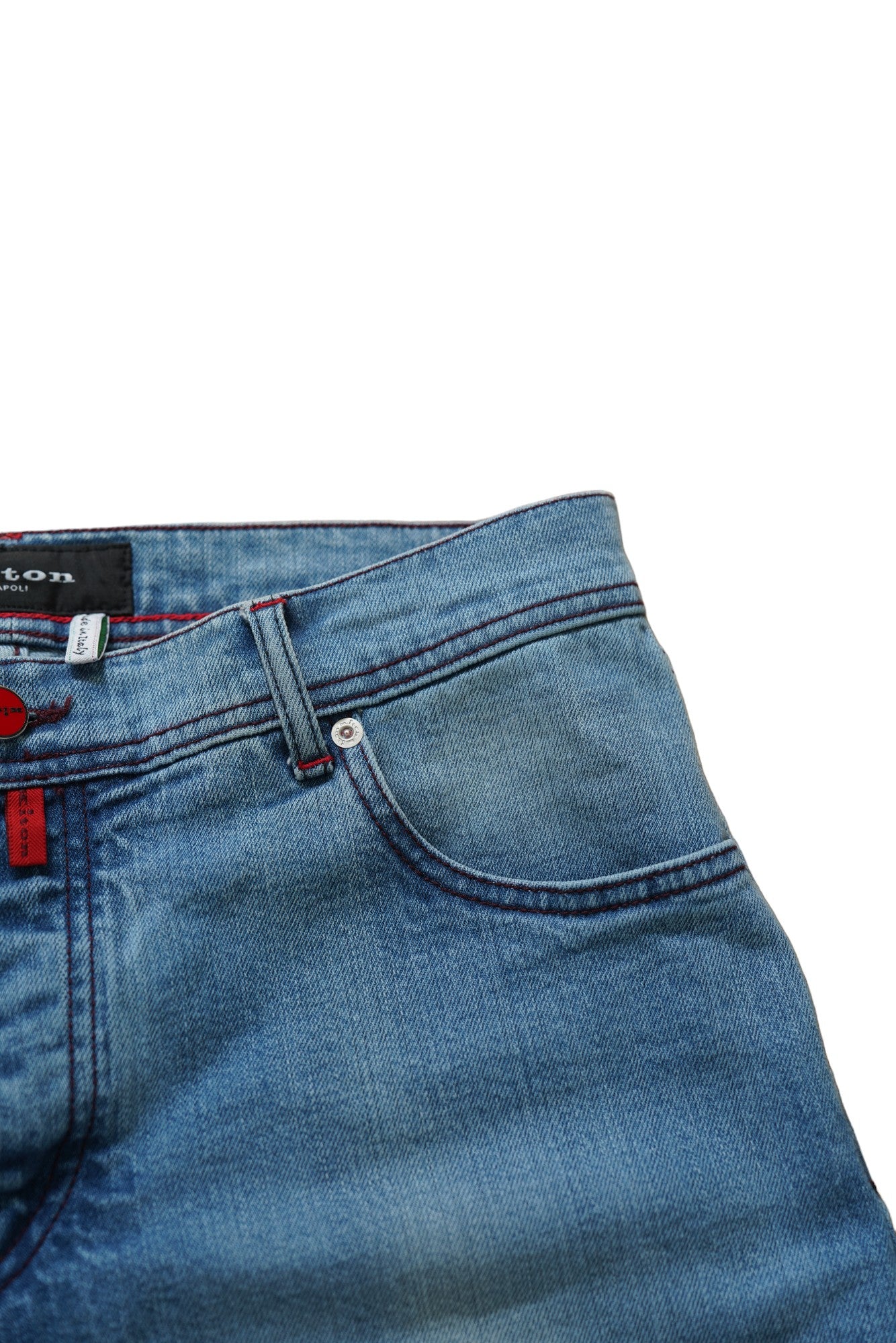 Kiton Jeans bleu Japan Denim clair délavé