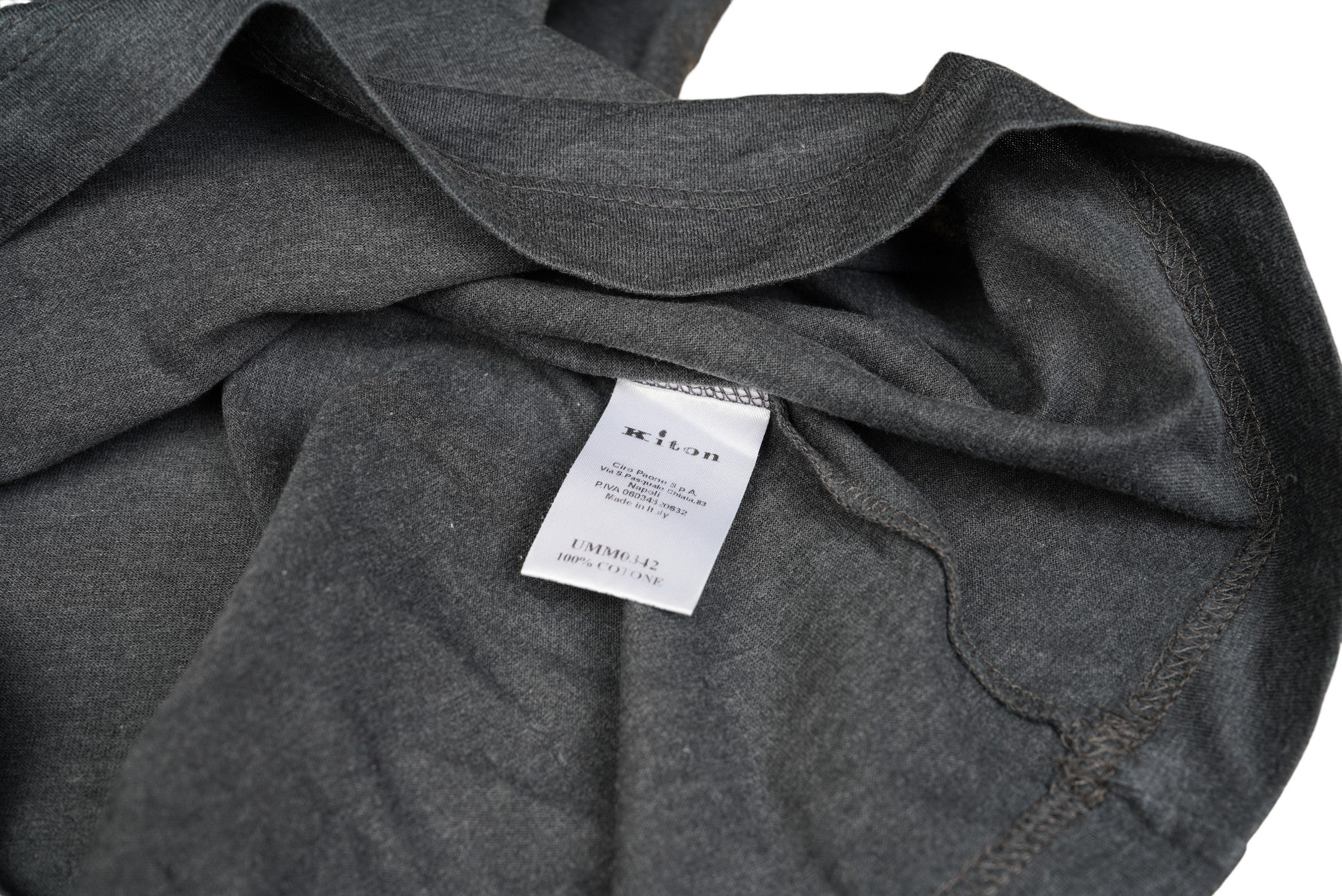 Kiton KNT T-shirt Gris Gris foncé Coton fait main L
