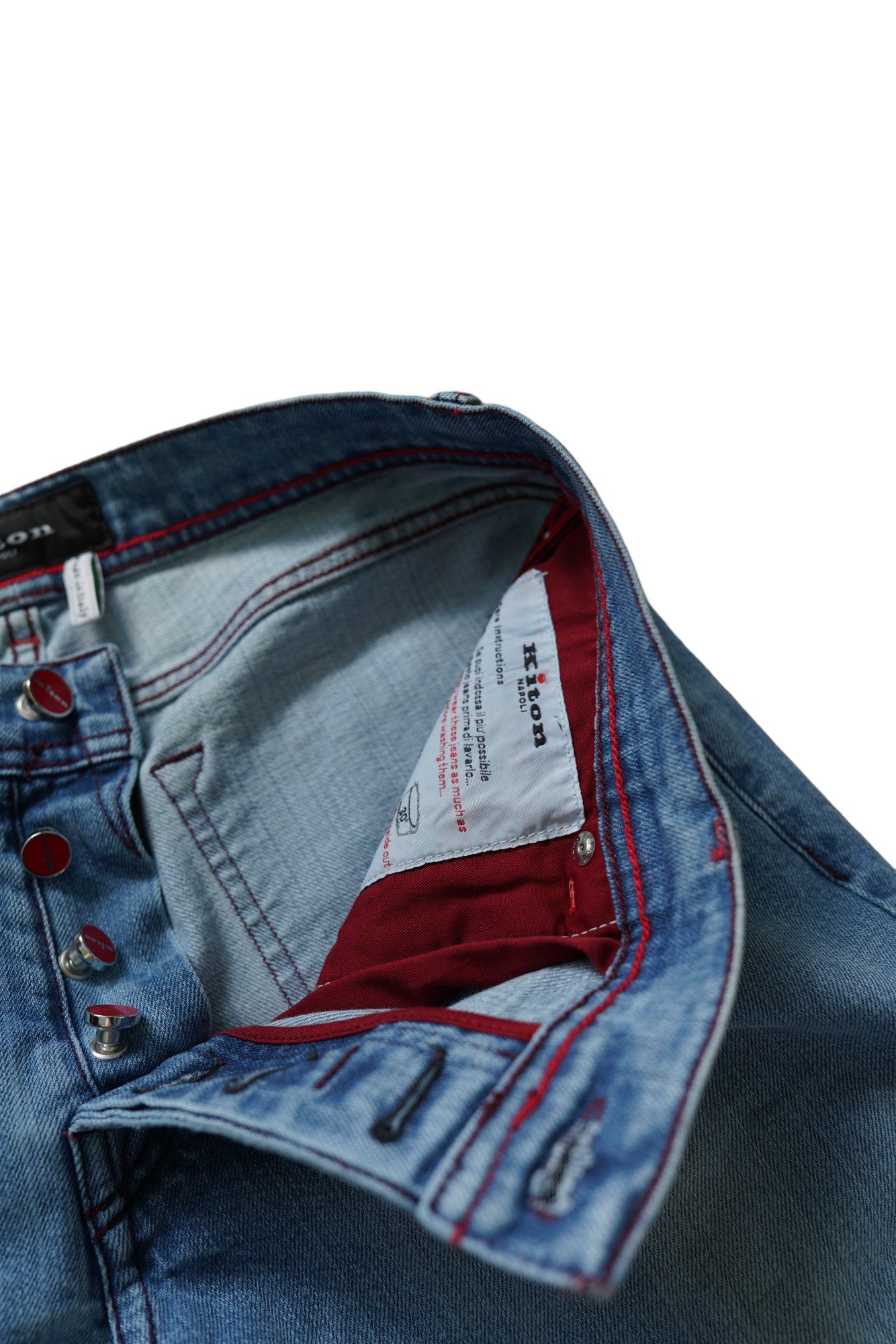 Kiton Jeans bleu Japan Denim clair délavé