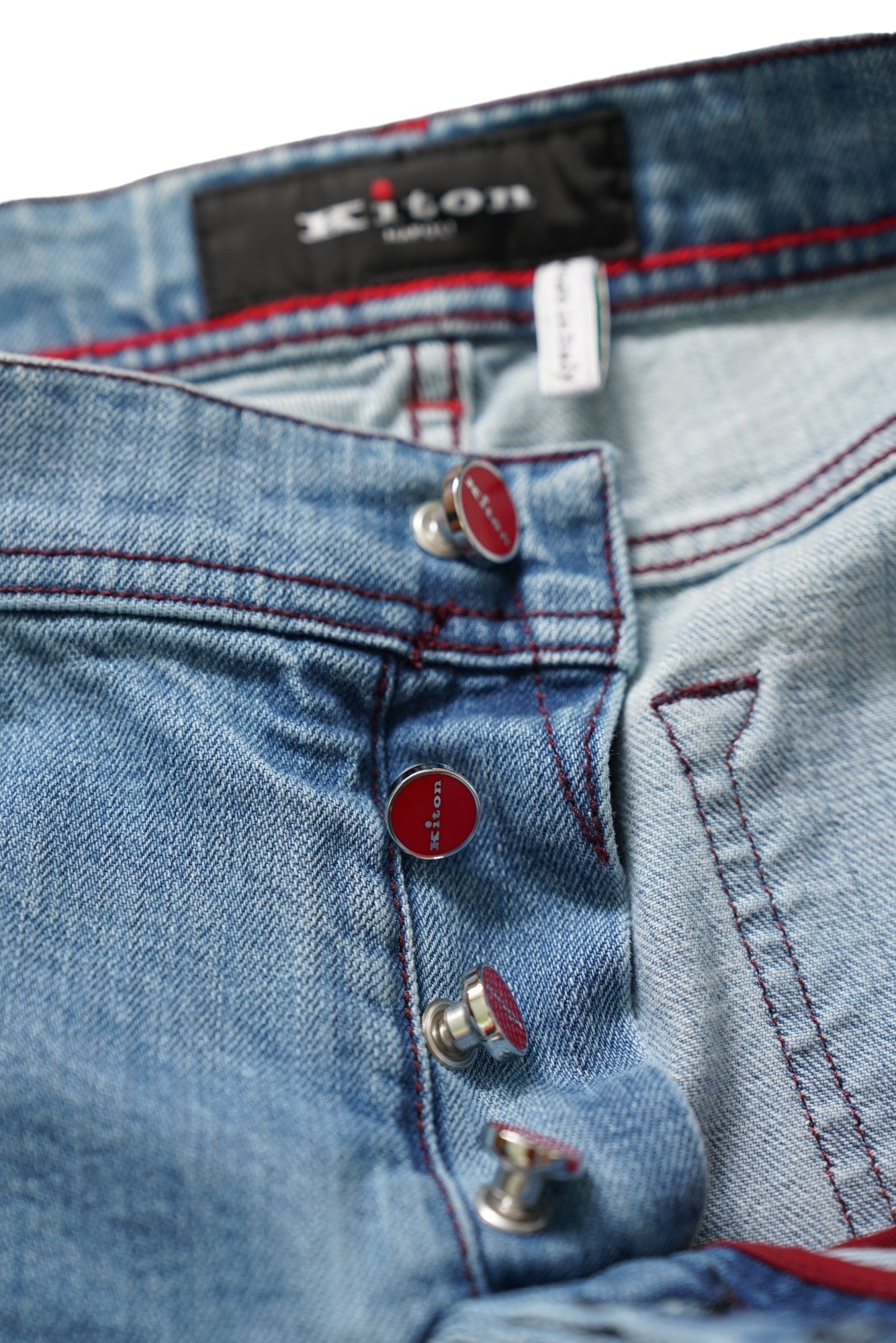 Kiton Jeans bleu Japan Denim clair délavé