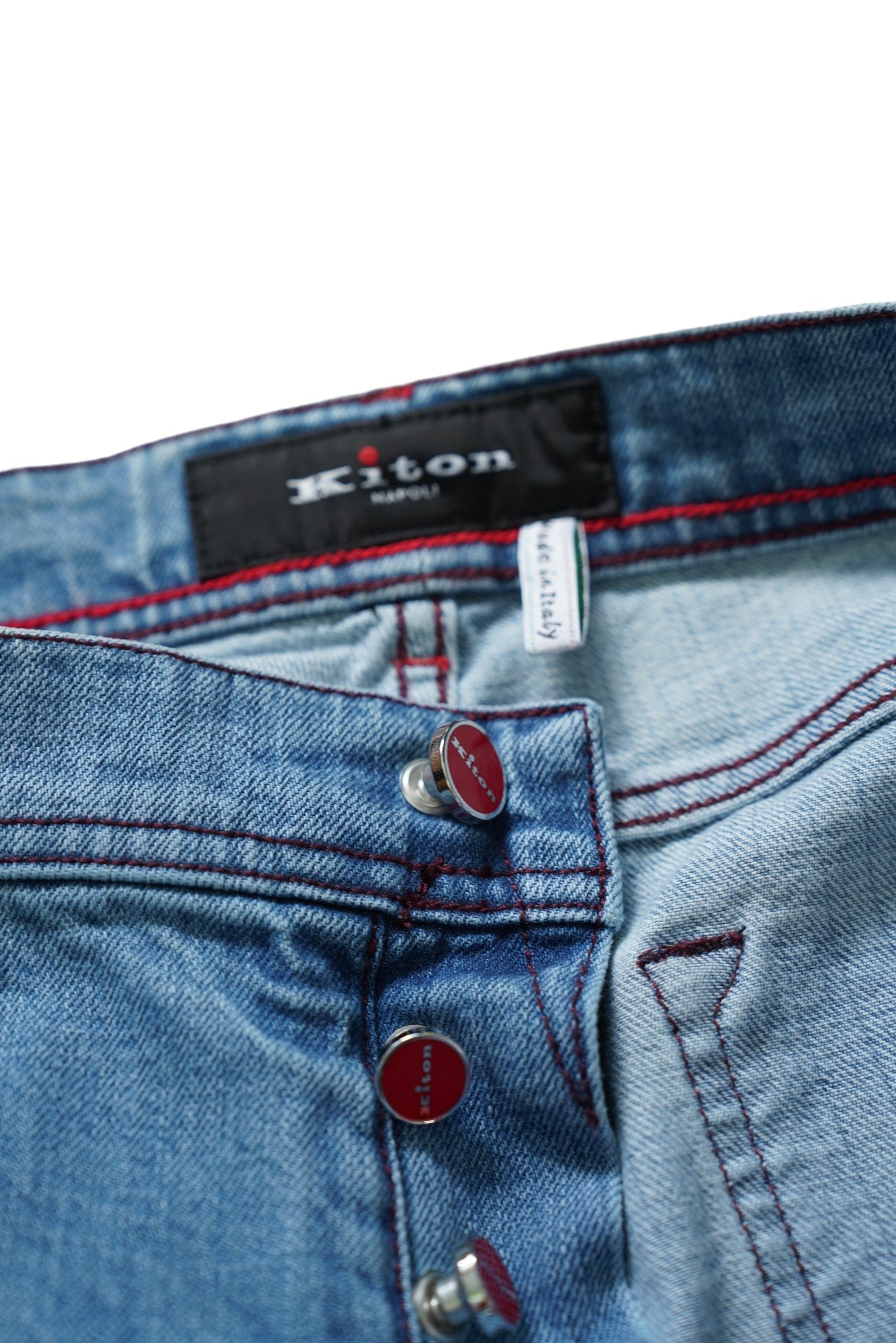 Kiton Jeans bleu Japan Denim clair délavé