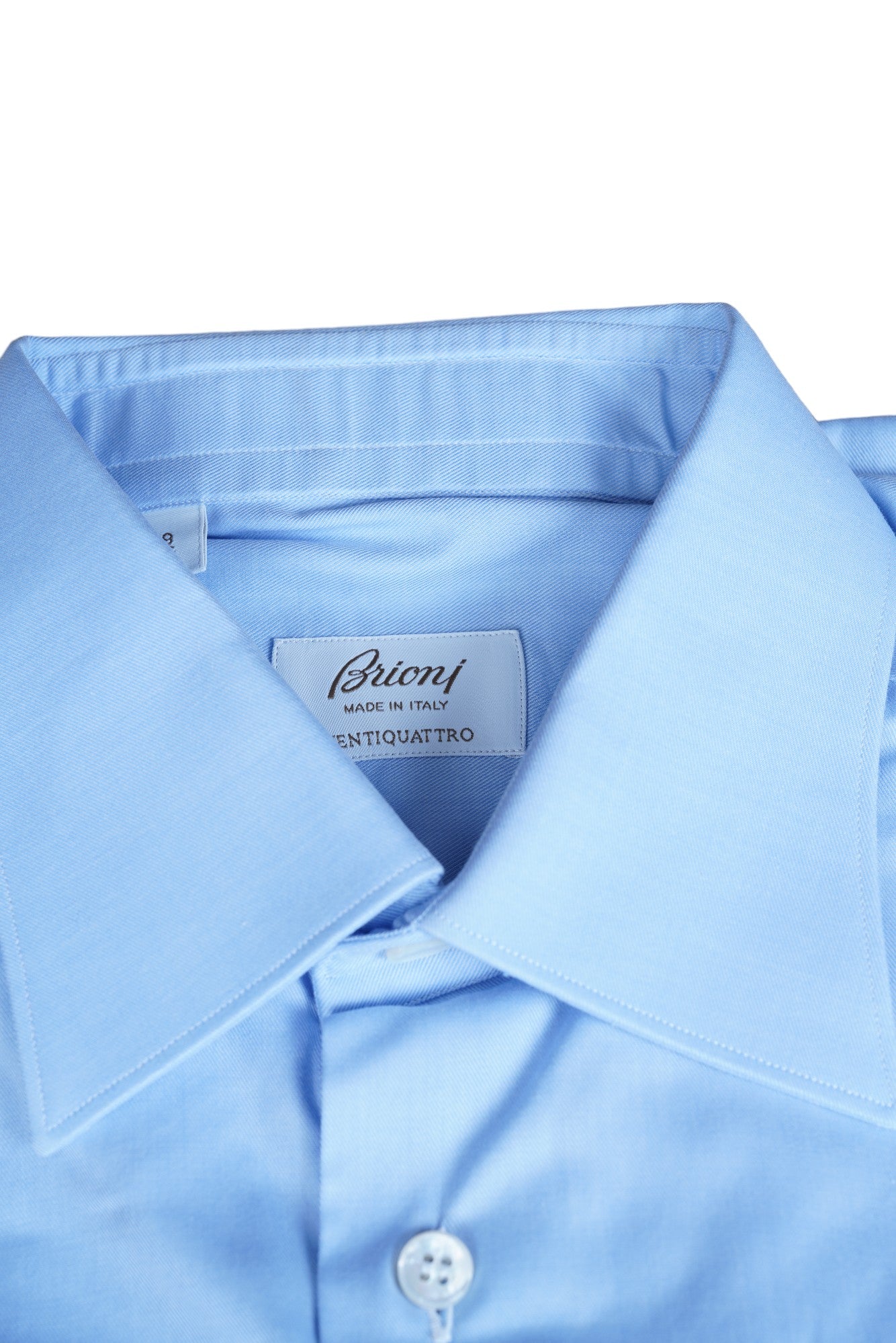 Brioni chemise bleue Ventiquattro cousue main