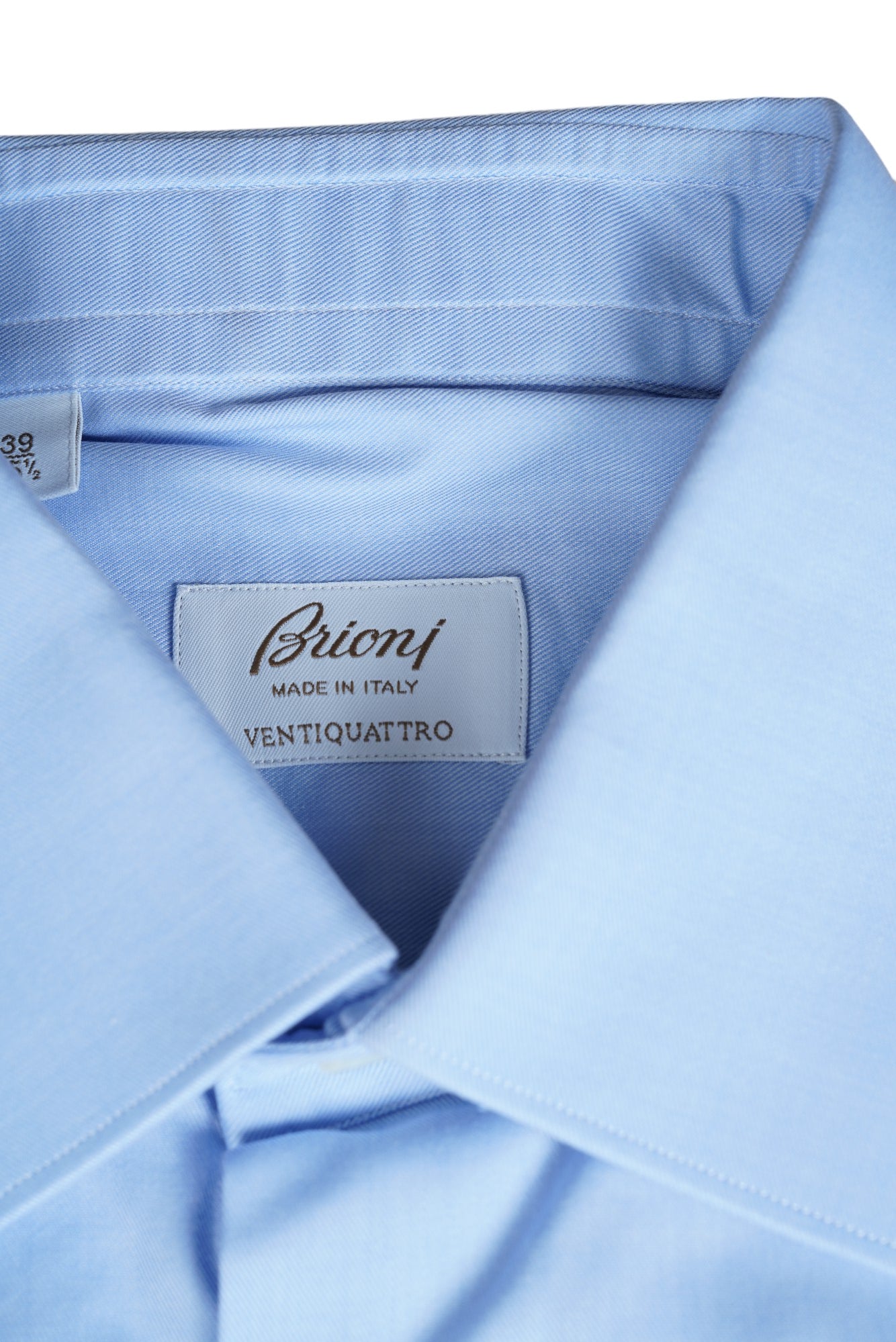 Brioni chemise bleue Ventiquattro cousue main