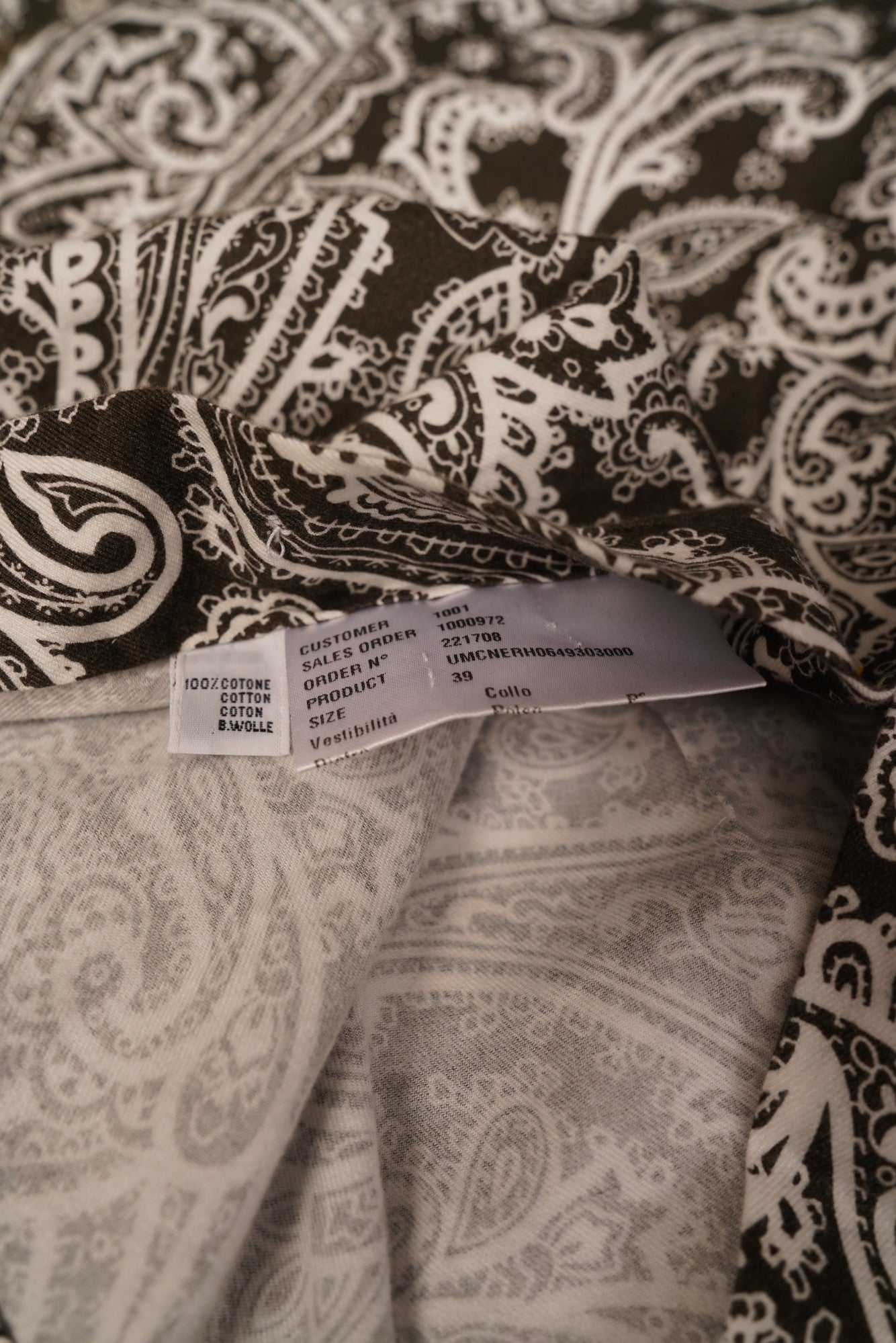 Kiton Hemd Paisleymuster handgefertigt 39