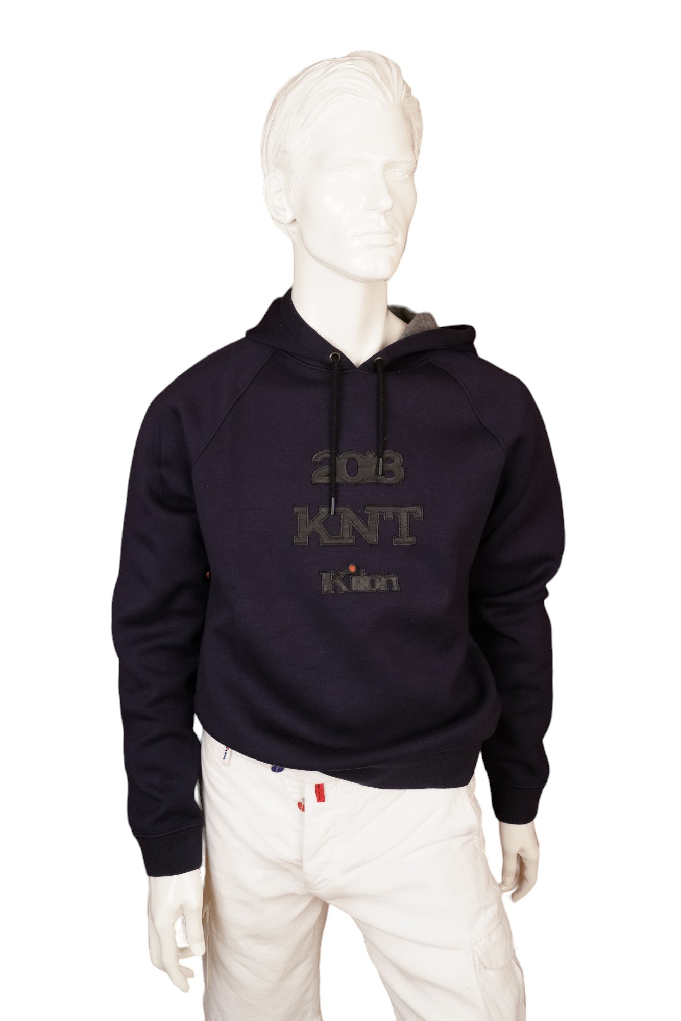 Kiton KNT Sweatshirt-Pullover mit Kapuze und Lederdetails