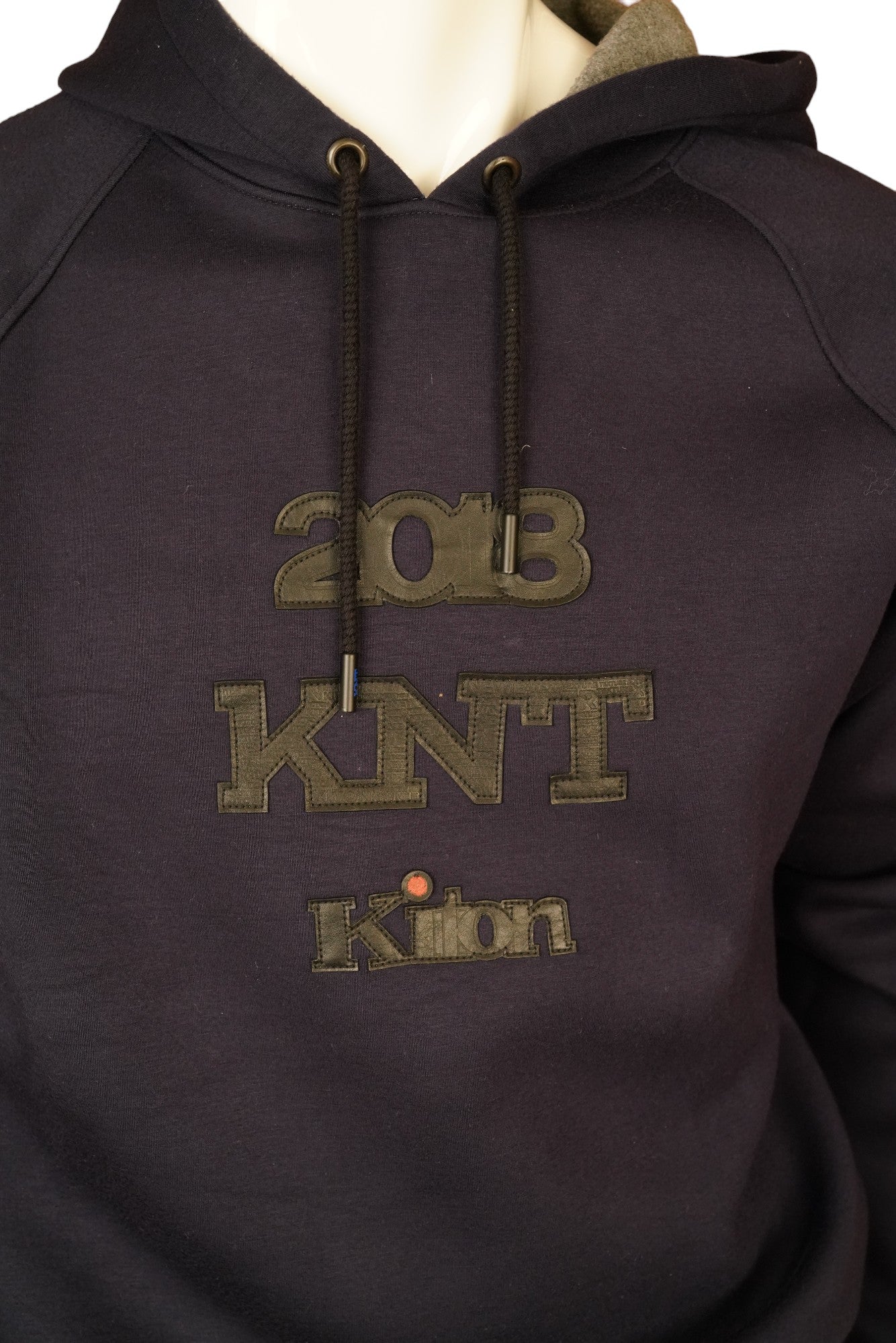 Kiton KNT Sweatshirt-Pullover mit Kapuze und Lederdetails
