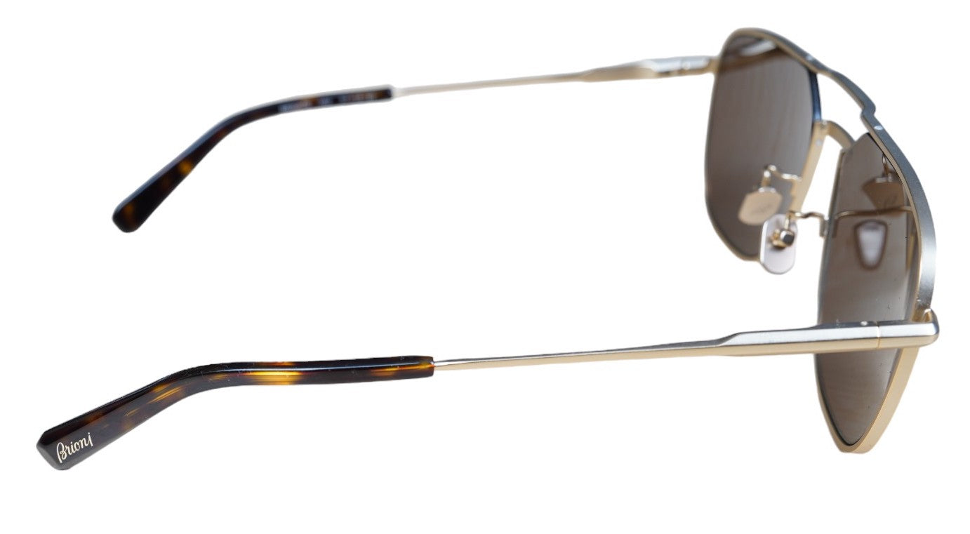 Brioni Sonnenbrille BR 0067S aus Titan mit Doppelbrücke Gold