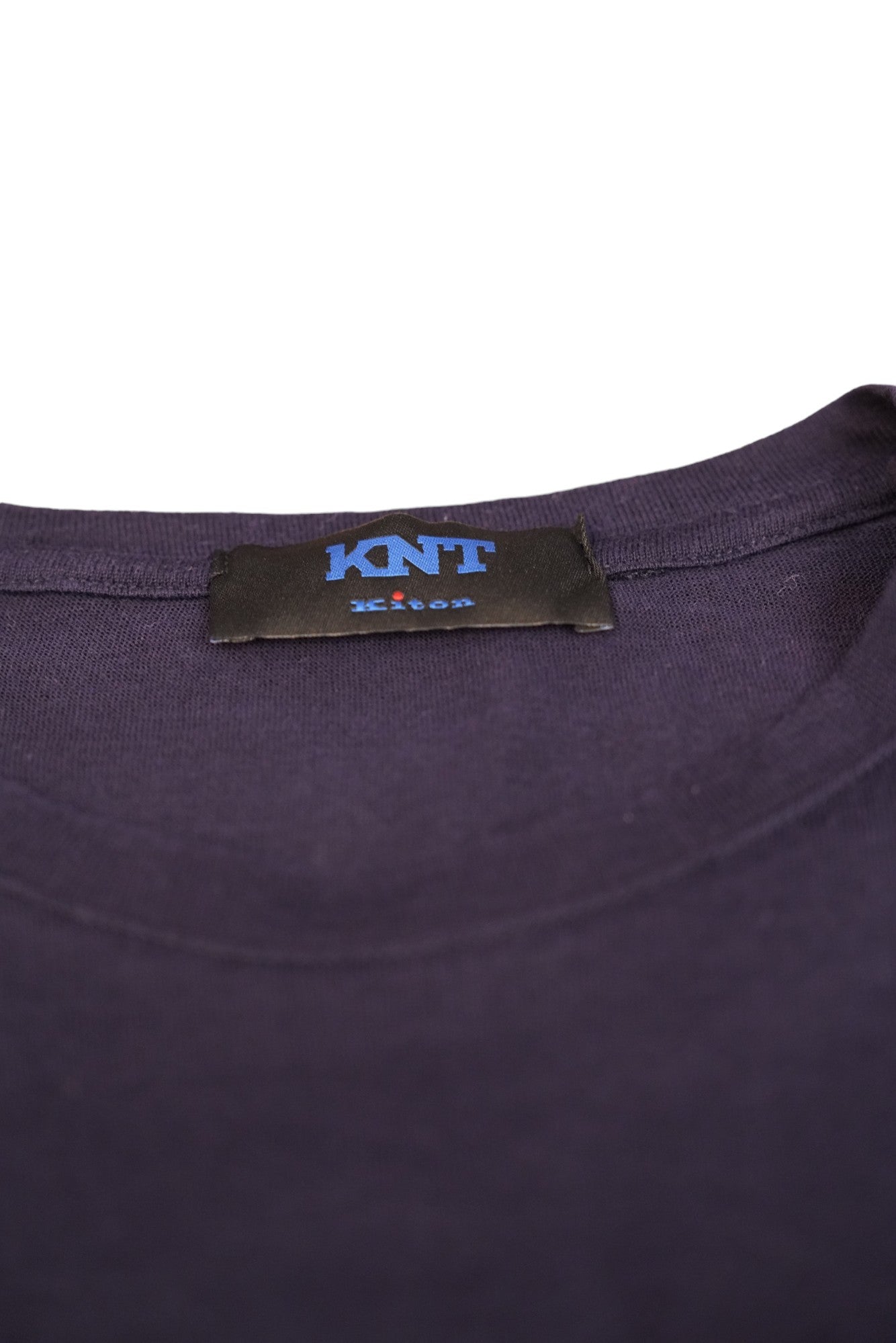 Kiton KNT T-Shirt Blue Handmade Hand embroidered cotton