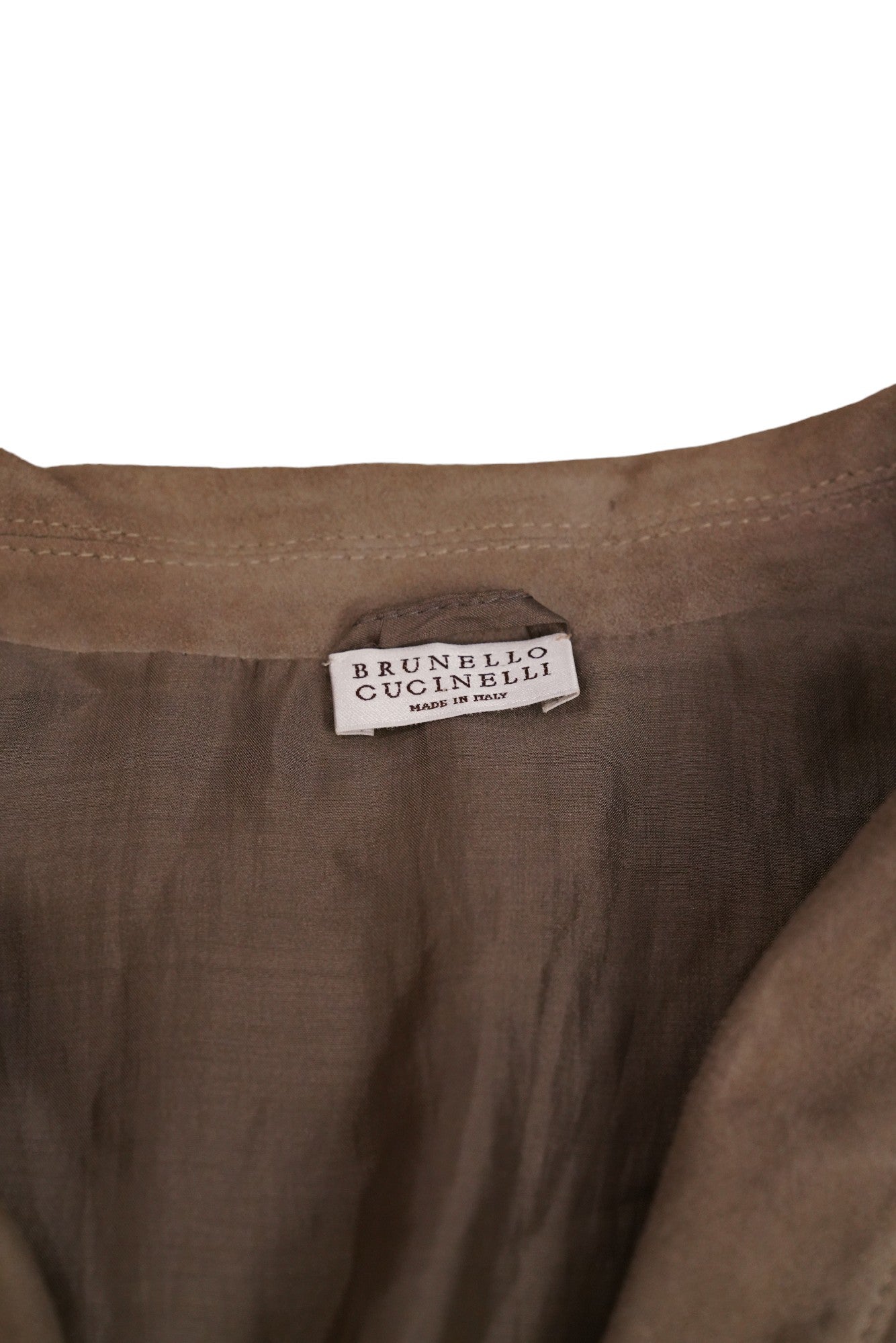 Brunello Cucinelli Veste Gilet en daim et soie manches courtes 38/40 (D)