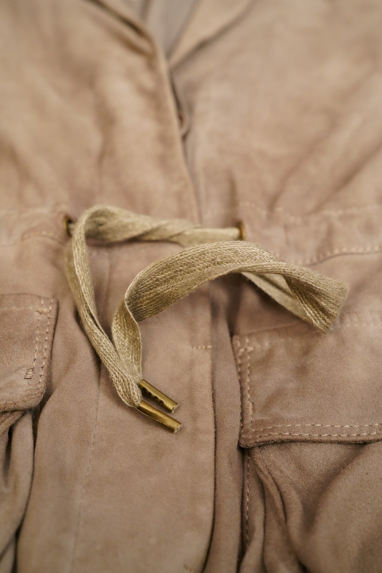Brunello Cucinelli Veste Gilet en daim et soie manches courtes 38/40 (D)