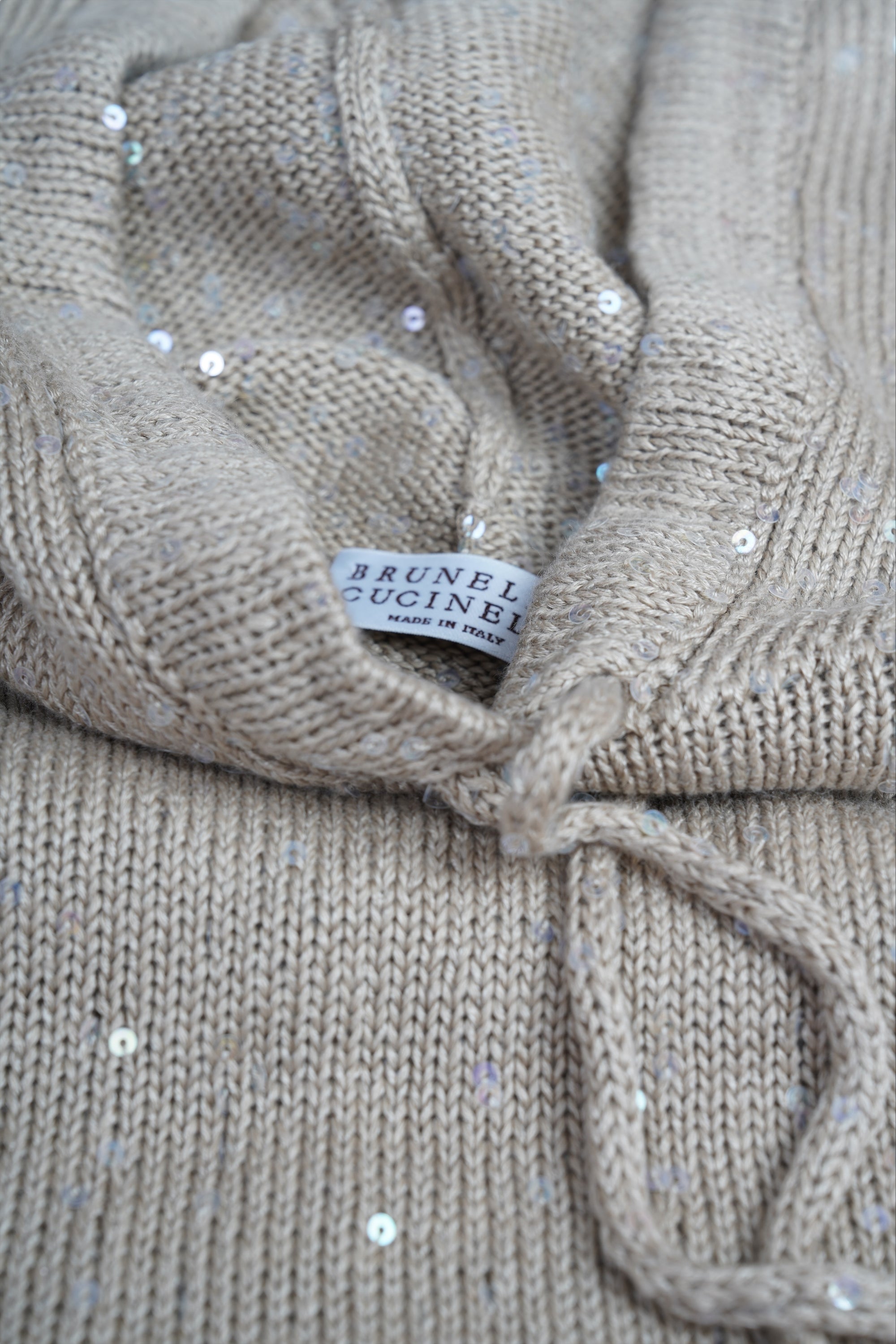 Brunello Cucinelli Stricktop Dazzling Hoodie aus Leinen und Seide mit Kapuze Shirt