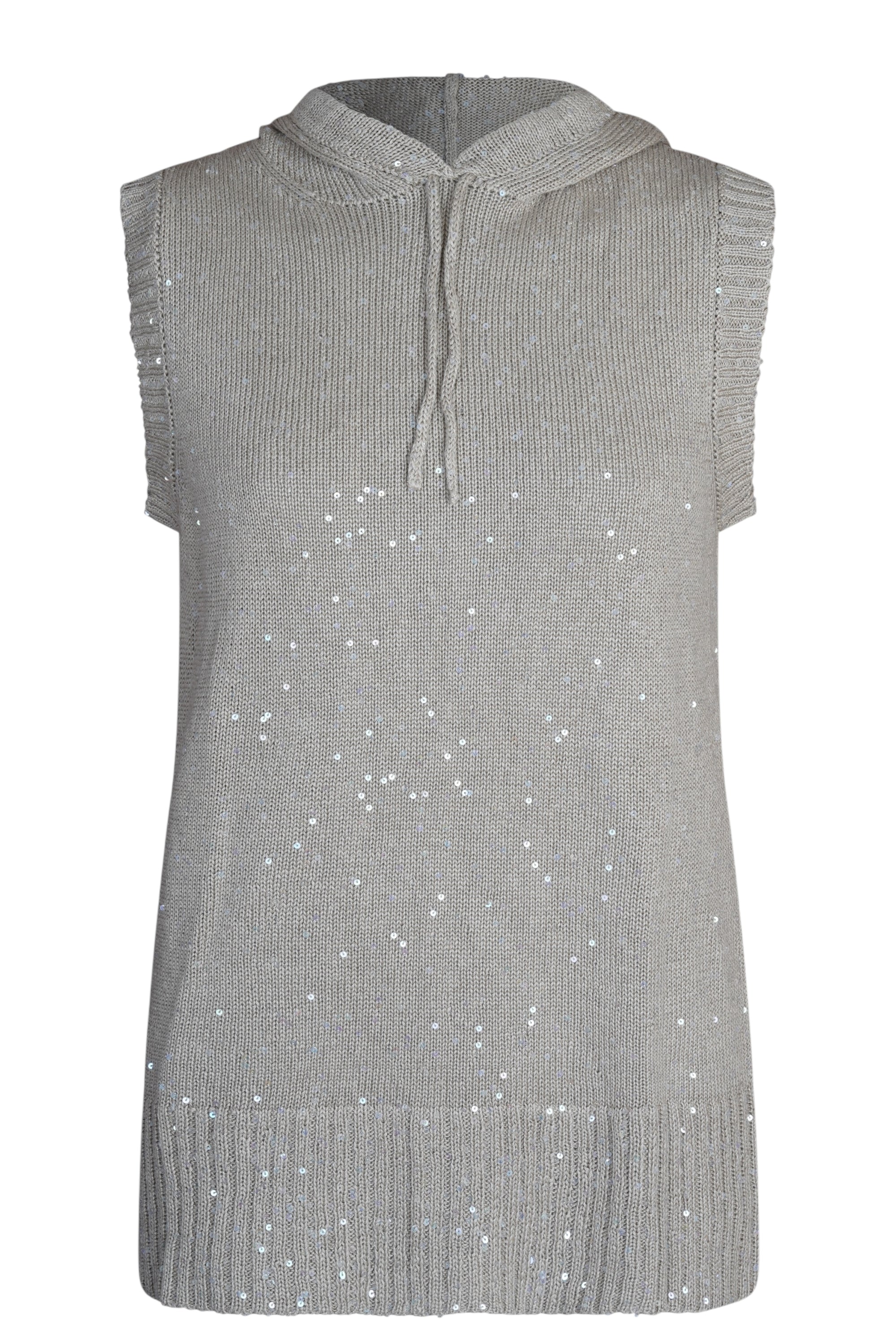 Brunello Cucinelli Stricktop Dazzling Hoodie aus Leinen und Seide mit Kapuze Shirt