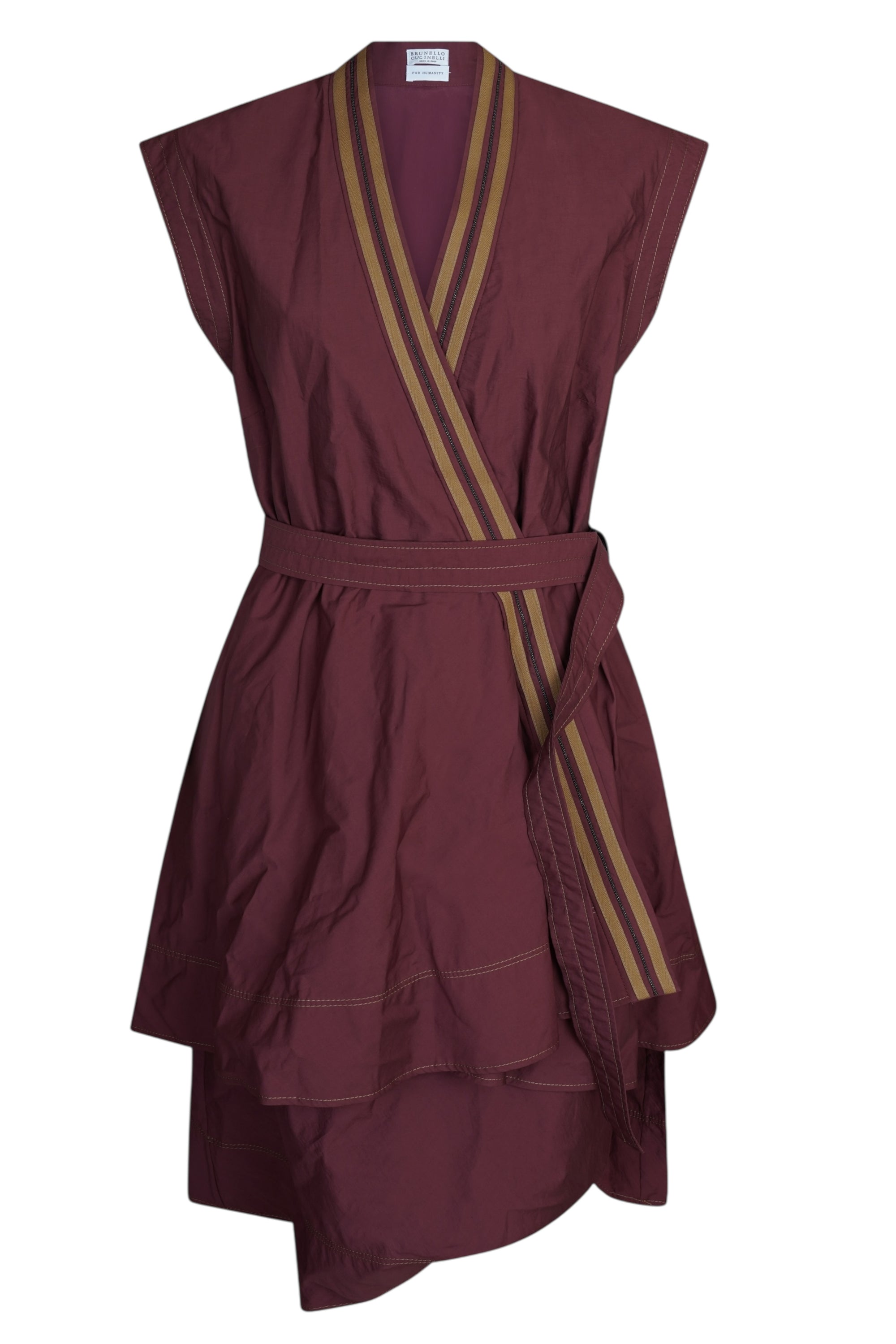 Brunello Cucinelli Kleid aus Baumwolle mit Gürtel und Monili Detail Kimono Sommerkleid