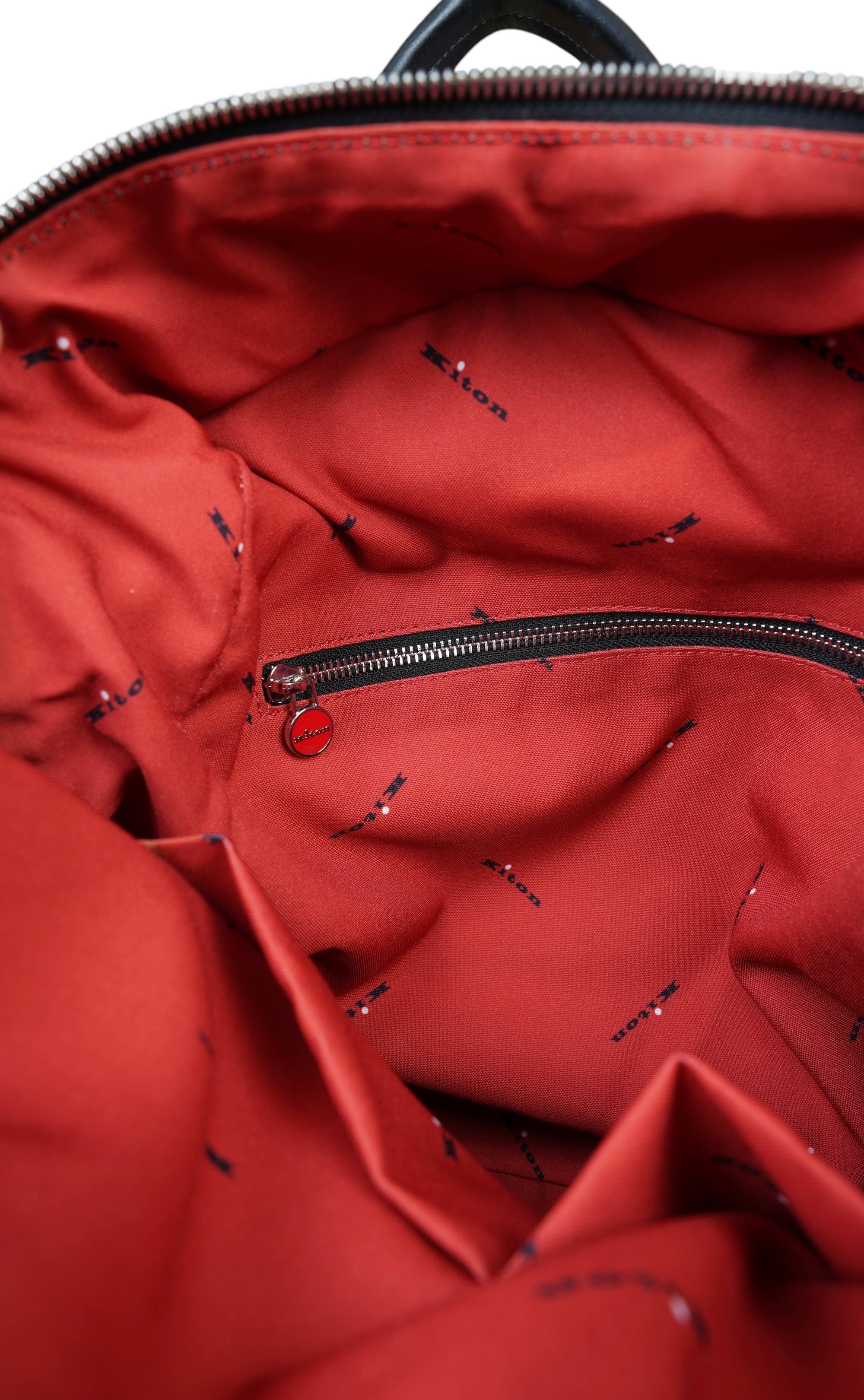 Kiton Rucksack Backpack Nylon militärgrün mit Lederdetails
