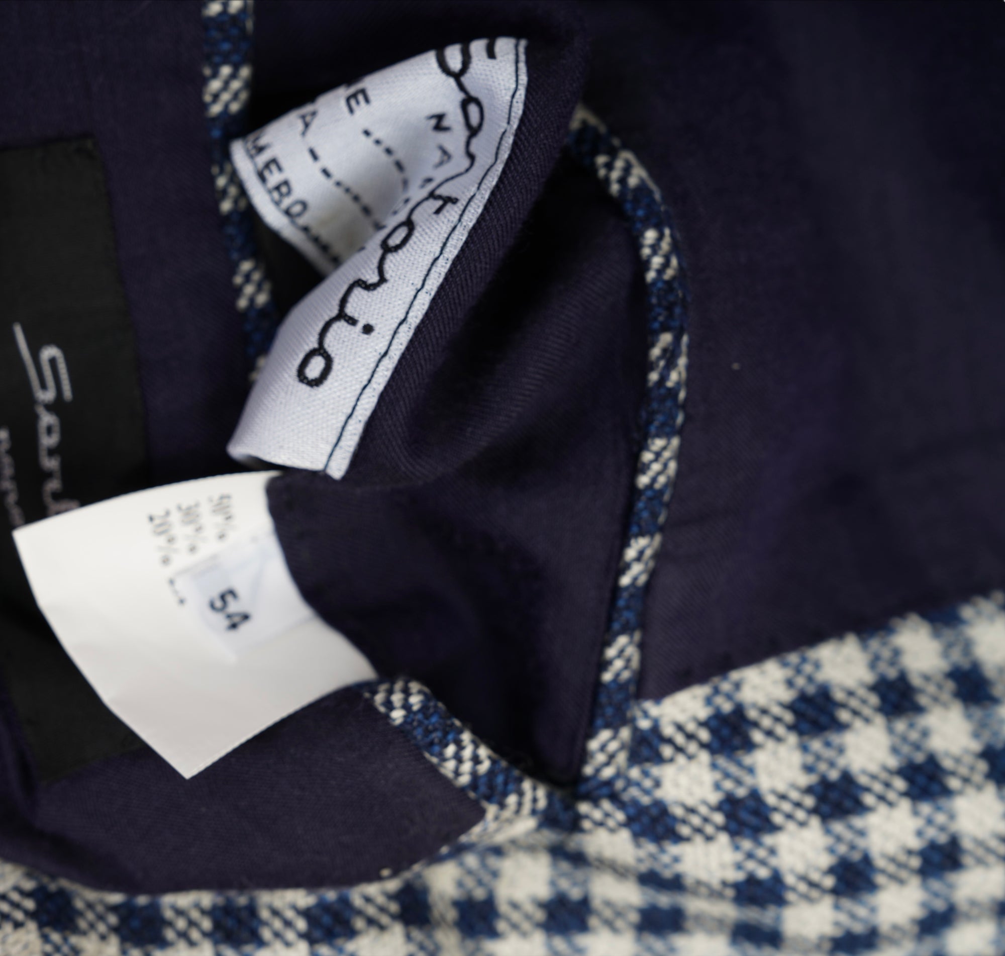 Sartorio by Kiton Jacke Blazer Seide und Leinen blau kariert