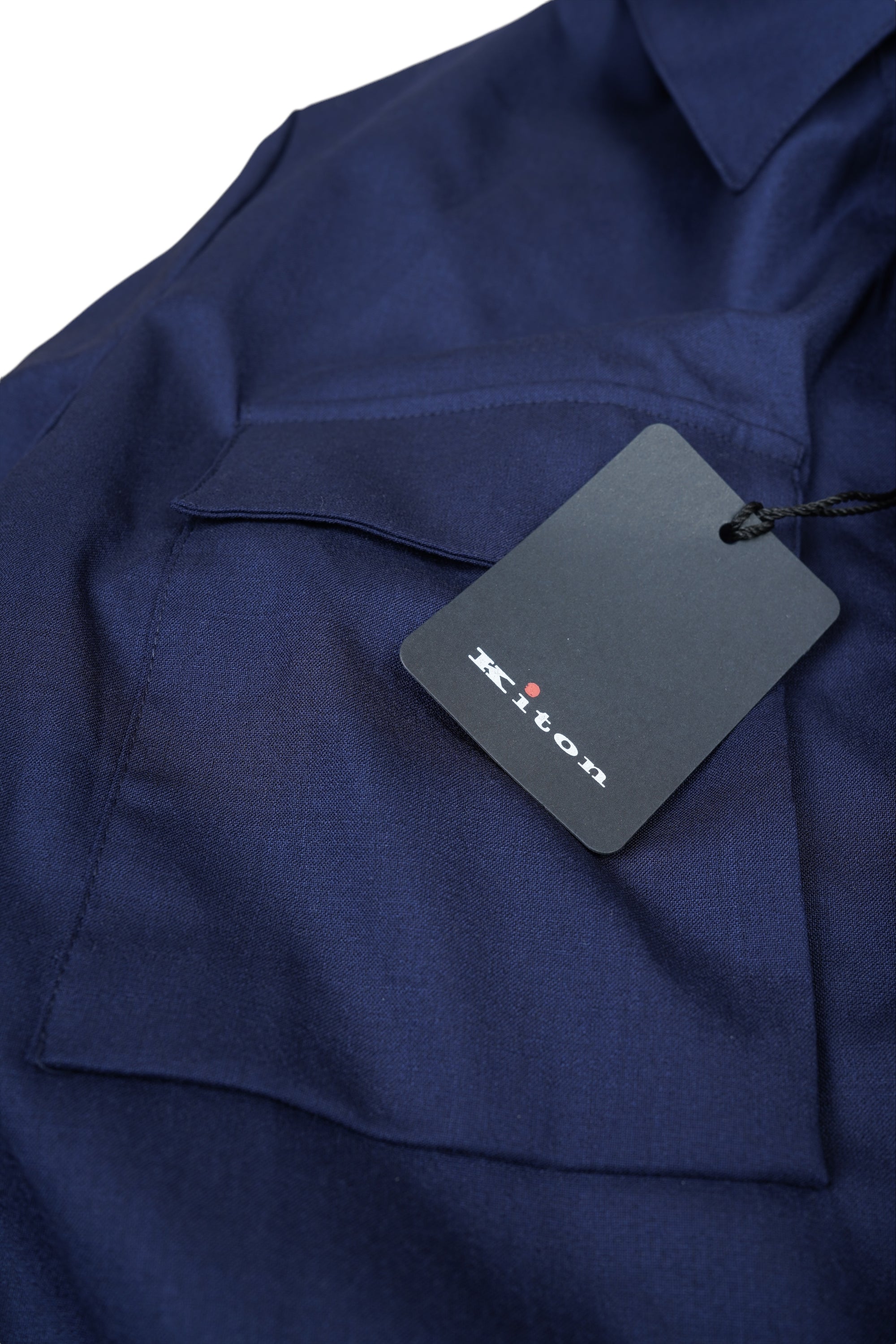 Kiton shirt jacket jacket men wool blue with press studs and concealed zip
