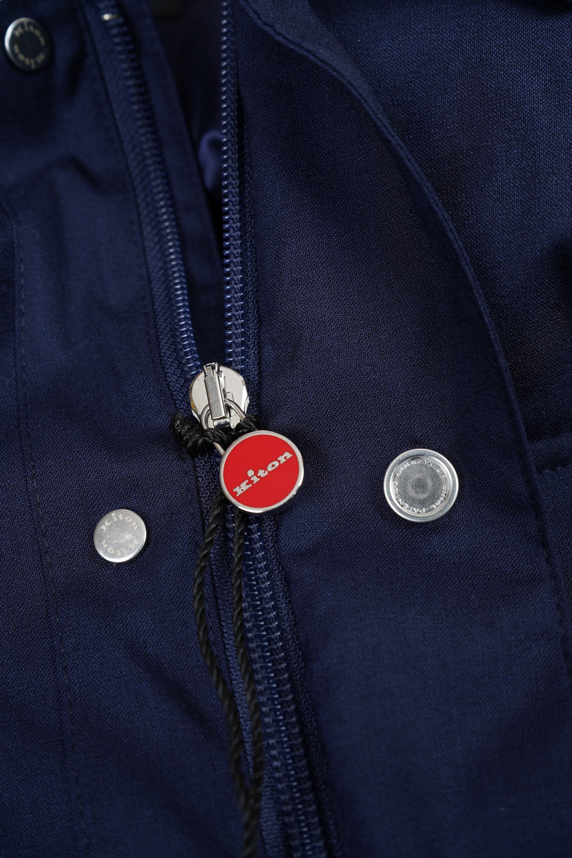 Kiton shirt jacket jacket men wool blue with press studs and concealed zip